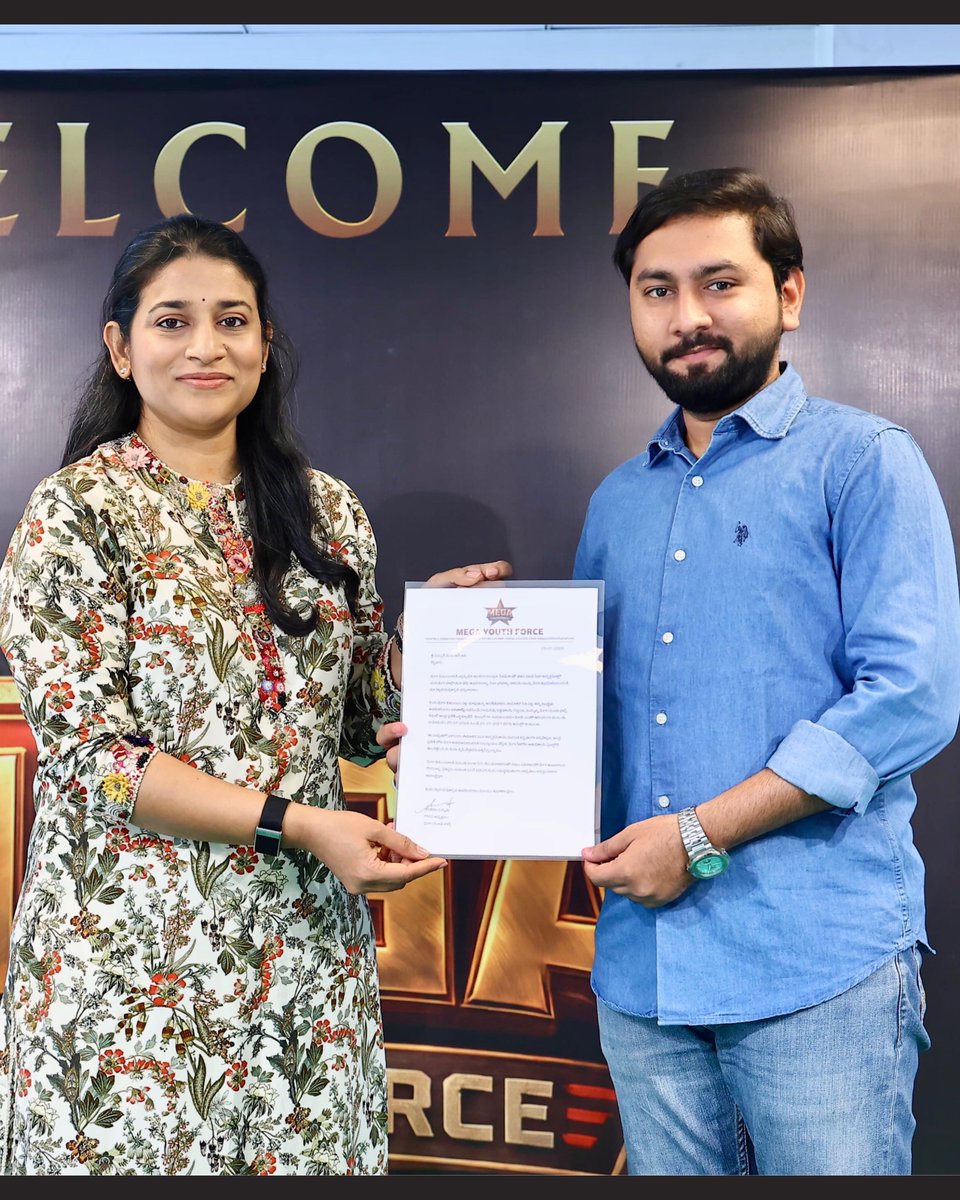 Muzakirali_07's tweet photo. I extend my heartfelt thanks for placing your trust in me and entrusting me with the responsibility of serving as the Andhra Pradesh State Executive Convener For Mega Youth Force.

On this occasion, I wish to express my special gratitude to Smt. @sushmitakonidela garu 

I assure you that I will uphold the trust you have placed in me and work with dedication towards the growth of Mega Youth Force and its service activities.