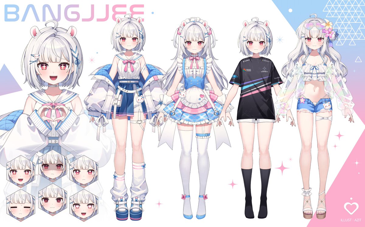 Azit_'s tweet photo. 방찌님 버츄얼 모델 일러스트 담당했습니다🩵

#Vtuber #Live2Dモデル https://t.co/9WiobnxgWA