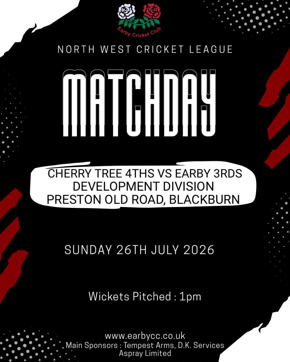 EarbyCC's tweet photo. GAME DAY 🏏🏏

Weather permitting the 3rd team are in action today as they travel over to @CherryTreeClub to play their 4th team 

Wickets Pitched - 1pm

Good luck to everyone involved https://t.co/HHWzhWueP3