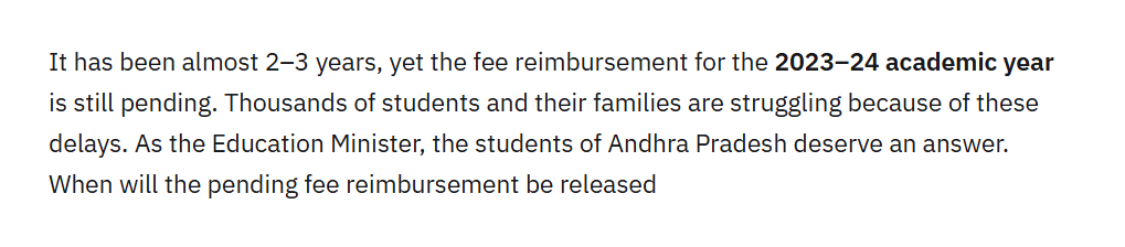 chrollo09_'s tweet photo. 📢 AP Students Deserve Answers!
@naralokesh sir? Education should never suffer because of delayed payments. #FeeReimbursement
#APFeeReimbursement
#PendingFeeReimbursement
#FeeReimbursementDues
#ReleaseFeeReimbursement
#APStudentsProtest
#FeeReimbursementNow
#JusticeForAPStudents https://t.co/sYa5fNxGKM