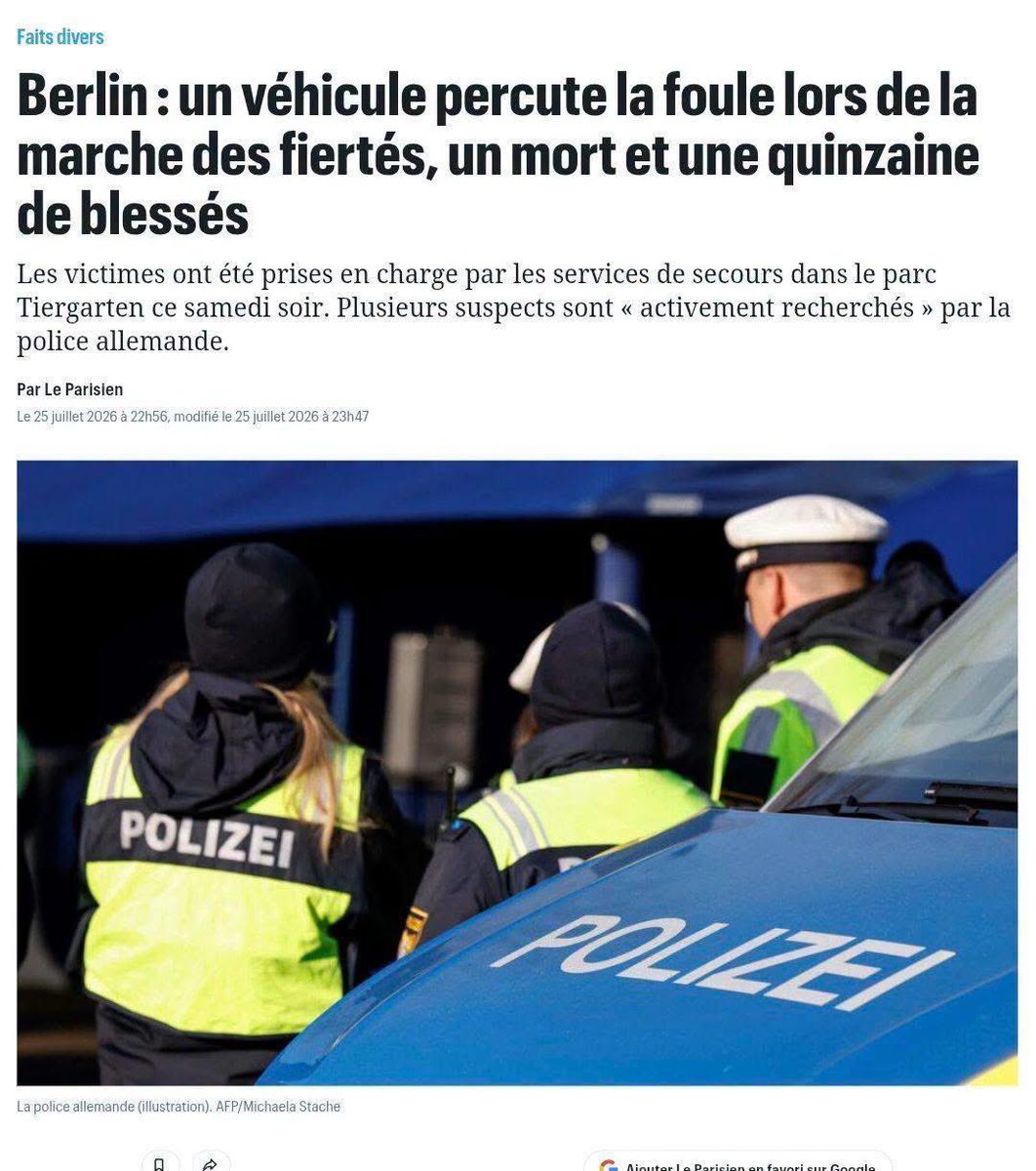 BallyBagayoko's tweet photo. 🏳️‍🌈 Face à la haine, défendre sans relâche la dignité humaine ! 

C’est avec une immense tristesse que j’ai appris les événements survenus à l’occasion de la Pride de Berlin.

J’adresse mes pensées les plus sincères aux victimes, à leurs proches, ainsi qu’à toutes celles et tous ceux qui étaient présents lors de ce rassemblement, venu célébrer la liberté d’être soi-même, l’égalité et la dignité de chacune et chacun.

Aucune société démocratique ne peut accepter que la haine, les discriminations ou les violences prennent pour cible des femmes et des hommes en raison de leur orientation sexuelle, de leur identité de genre ou de ce qu’ils sont.

L’article premier de la Déclaration des droits de l’homme et du citoyen nous rappelle que : « Les hommes naissent et demeurent libres et égaux en droits. Les distinctions sociales ne peuvent être fondées que sur l’utilité commune. » Cet héritage républicain nous oblige. Il nous rappelle que la liberté, l’égalité et la fraternité ne sont jamais définitivement acquises ; elles se défendent chaque jour, partout où elles sont menacées.

Être aux côtés de la communauté LGBT+, en Allemagne comme partout ailleurs, c’est défendre un principe universel : celui du respect inconditionnel de la dignité humaine. La République et les démocraties européennes ne sauraient céder face à l’intolérance et aux discours de haine.

J’exprime ma pleine solidarité à l’ensemble de la communauté LGBT+ allemande 🏳️‍🌈. Face à la violence, nous répondrons toujours par le droit, par la solidarité et par les valeurs universelles des droits humains.

#Berlin #Pride #LGBTQIA #DroitsHumains #Liberté #Égalité #Fraternité #Solidarité #StopÀLaHaine #République #Europe