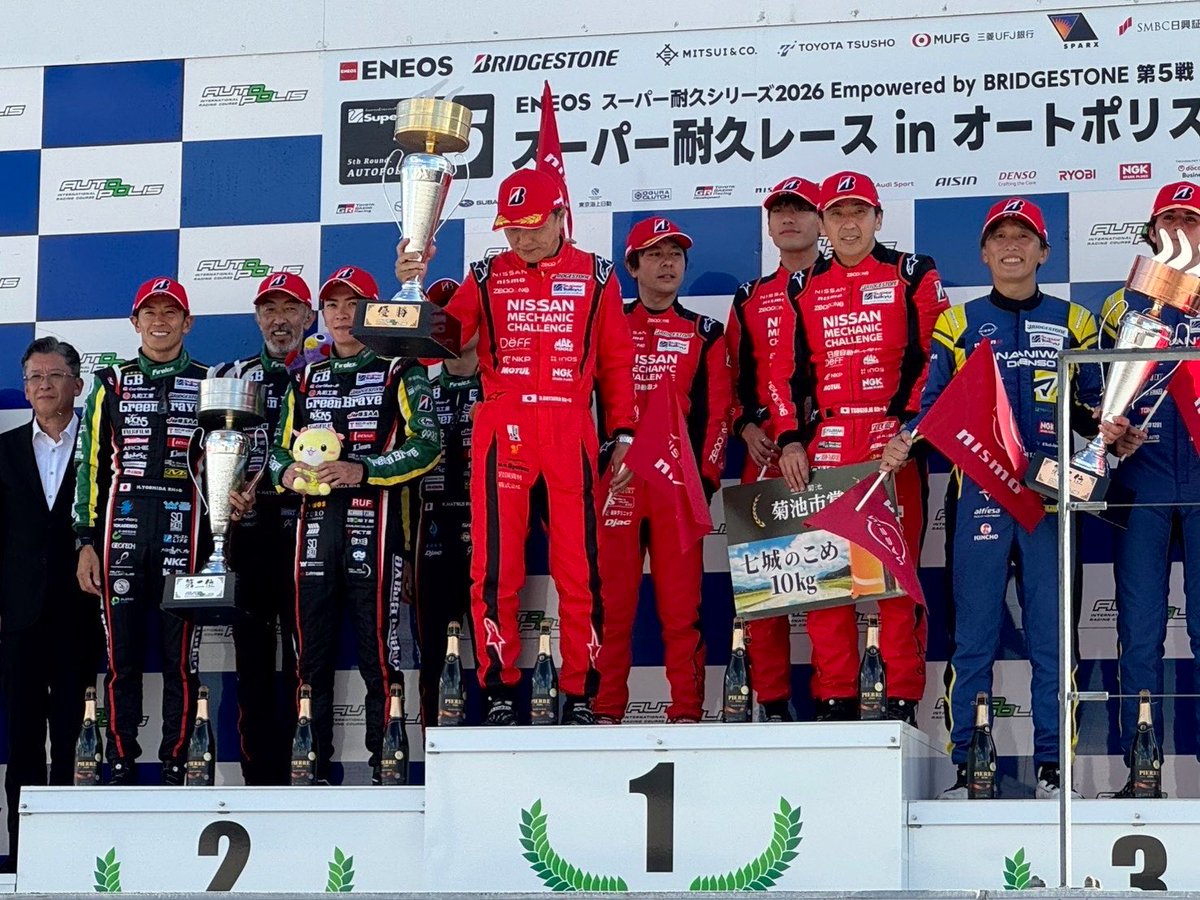 TsugioMatsuda's tweet photo. スーパー耐久 オートポリス、優勝🏆
めっちゃ嬉しい🥹👍
まさにワンチーム☺️
エンジニア、メカさん、ドライバー全て完璧だったかな😊
応援して頂いたファンの皆さん、ありがとうございました☺️👍
次は、3ヶ月先の岡山大会に向けて頑張ります💪

この勢いで、来週のGTも💪💪
やっぱりRZ34大好きだ🥰
自分のRZ34も速くしたいなぁ🤣👍