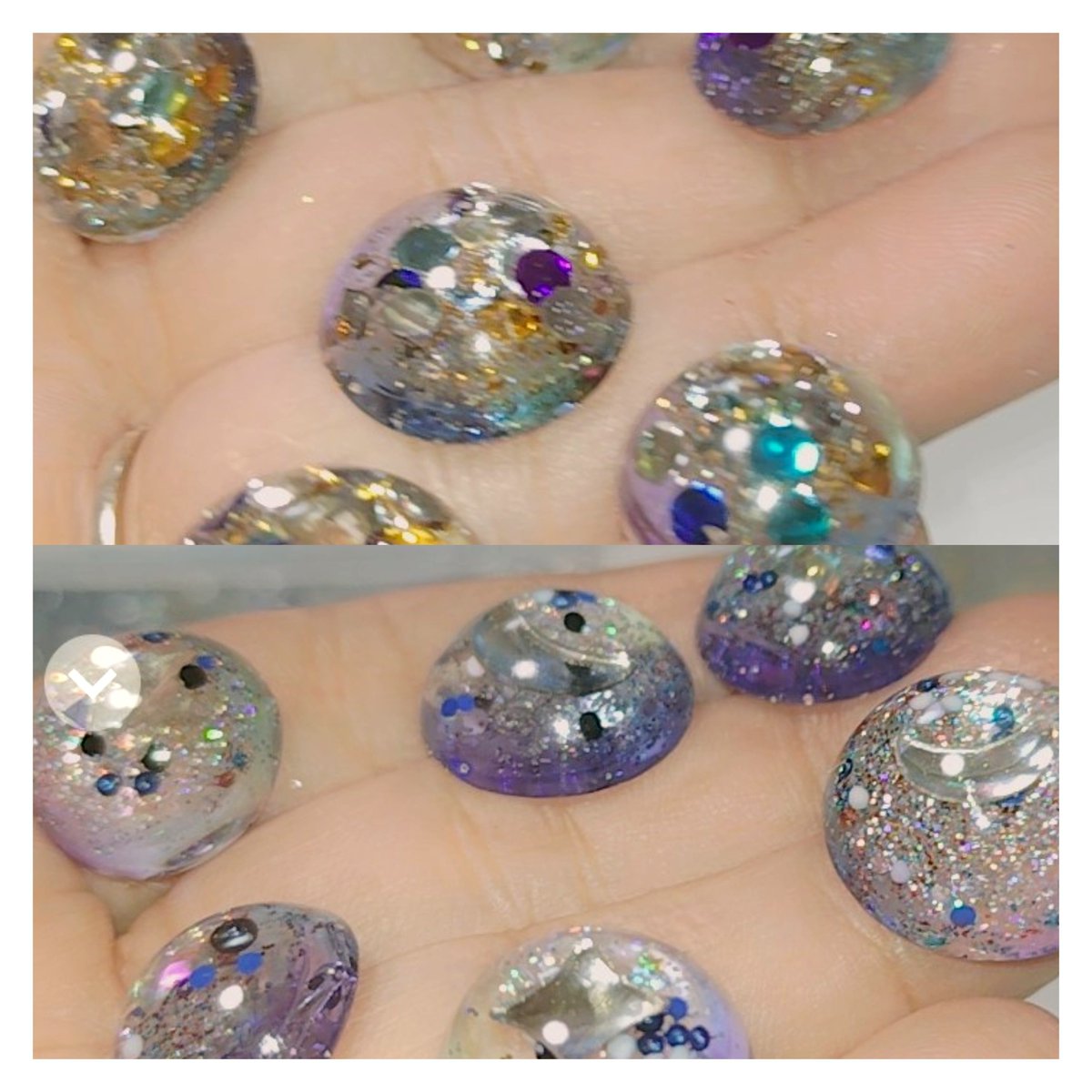 SAKURAreachAIR's tweet photo. キャス中に制作した、
【🌌銀河のヘアクリップ🌌】
のカボション(ドーム型)パーツ12個。

結構、ギャラクシー🌠🪐🌠 https://t.co/FdVTDfAdpi