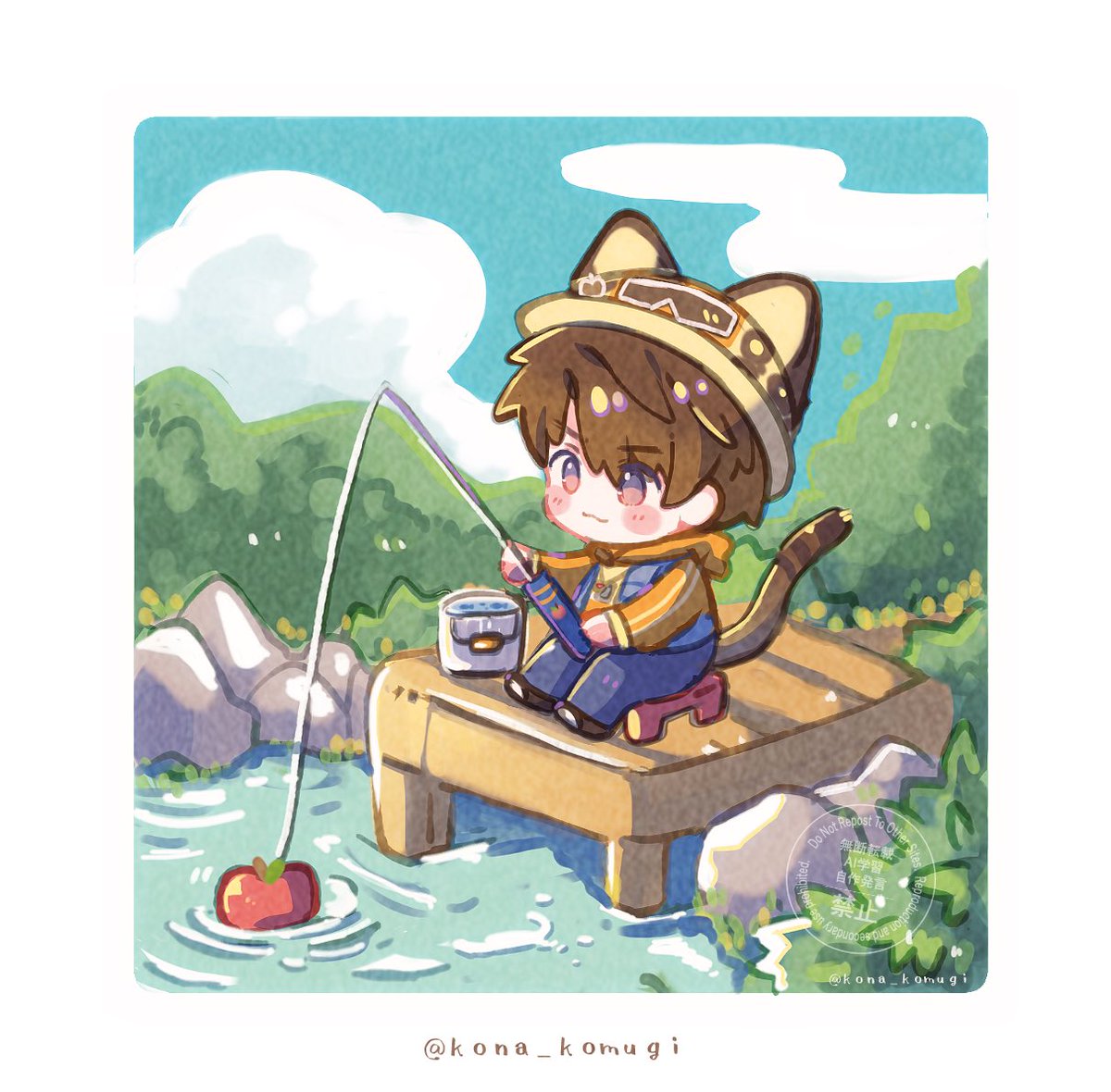 kona_komugi's tweet photo. 週末のがおにゃん🍎🐈〜魚釣り〜🎣
今日は何が釣れるかな？ https://t.co/nIJIPy7biP