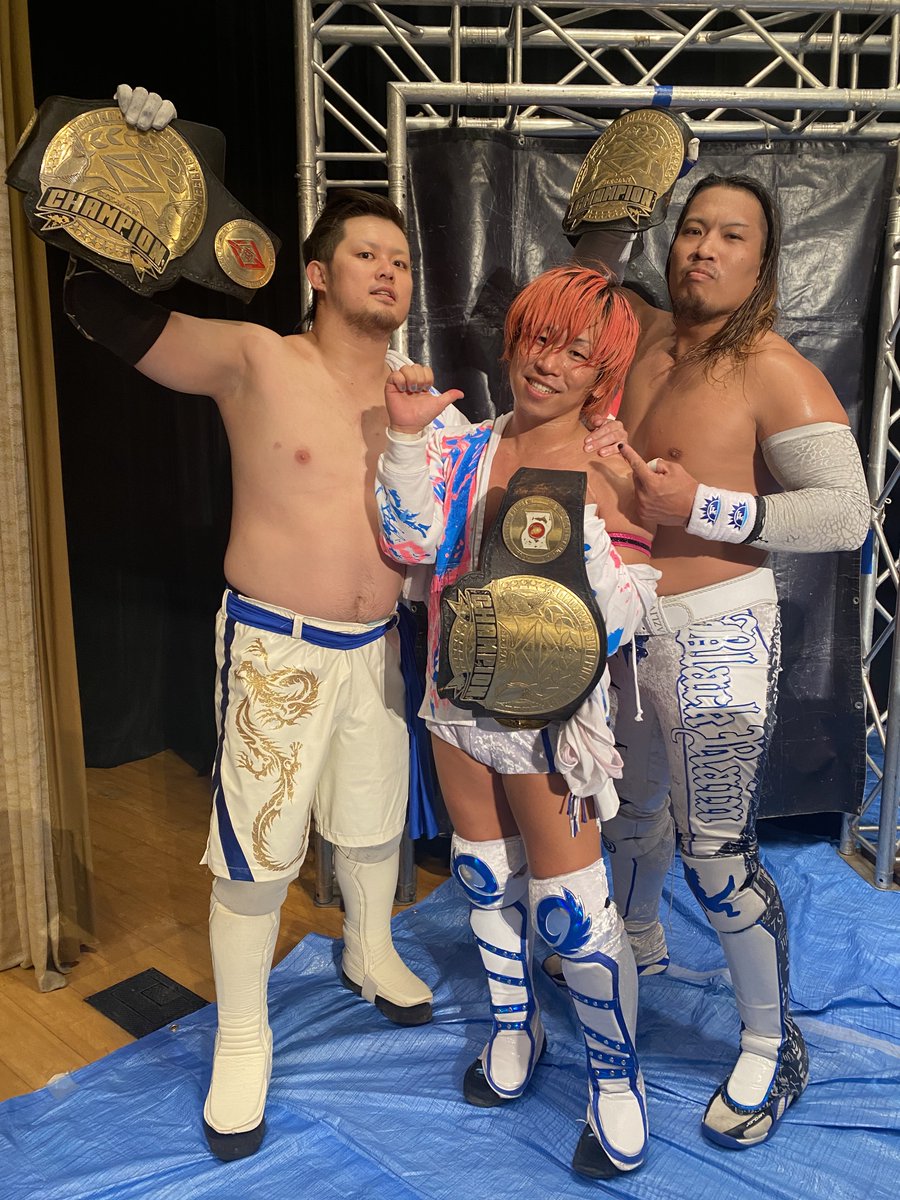 BJWOfficial's tweet photo. ＼📣7.26名古屋大会試合結果速報／

👑第4試合　横浜ショッピングストリート6人タッグ選手権
【王者組/令和ガロガ軍】高井❌ 小杉 マリ卍🆚【挑戦者組/"余所者"】大門寺 大地 大谷⭕️
15分15秒 フロッグスプラッシュ

🎦YouTubeメンバーシップで生配信中
https://t.co/MiCbEszAyf

#bjw #余所者 https://t.co/4GRODBnRVY