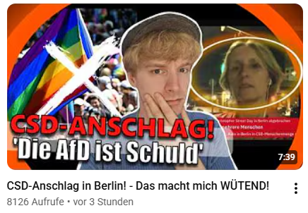 IgorFortanelli's tweet photo. @CptBucklew Sein Pick-Me Kumpel Flo @/truefirstcut hat's auch sofort für Clickbait ausgeschlachtet

Eine NTV Reporterin meint die Queere fühlen sich von Rechten bedroht &amp; er macht daraus "dIe GeBeN dEr AfD dIe ScHuLd", weil er nicht zugeben will dass Queerfeindliche Islamisten Rechts sind https://t.co/69qSrlM0X9