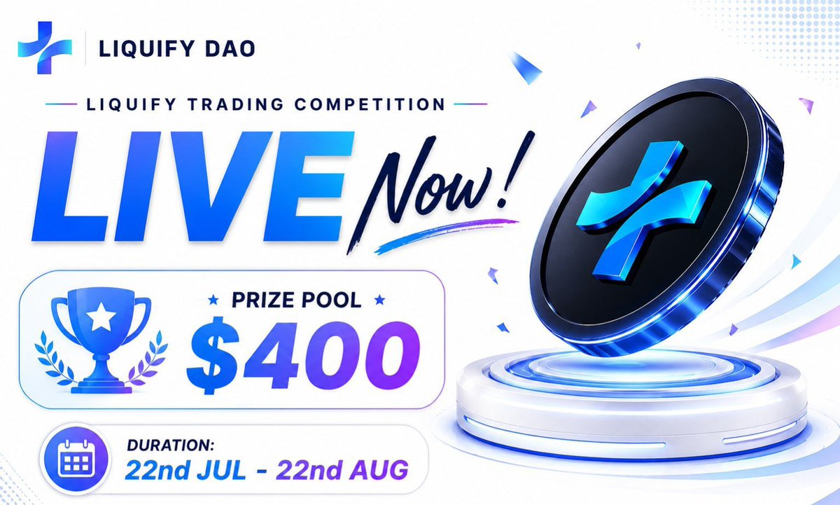 lilloweb3's tweet photo. The @LiquifyDao competition has officially started, and this is your chance to trade, compete, and earn rewards while supporting the growing LIQUIFY ecosystem.
🏆 Why join?
• Compete for exciting prizes
• Increase your $LIQ trading activity
• Climb the leaderboard
• Be part of an expanding DeFi community
Whether you're already a holder or just discovering LIQUIFY DAO, now is the perfect time to get involved.
Trade smart. Stay consistent. See you at the top of the leaderboard! 🔥
#LIQUIFYDAO #LIQ #DeFi #TradingCompetition #Crypto #BNBChain