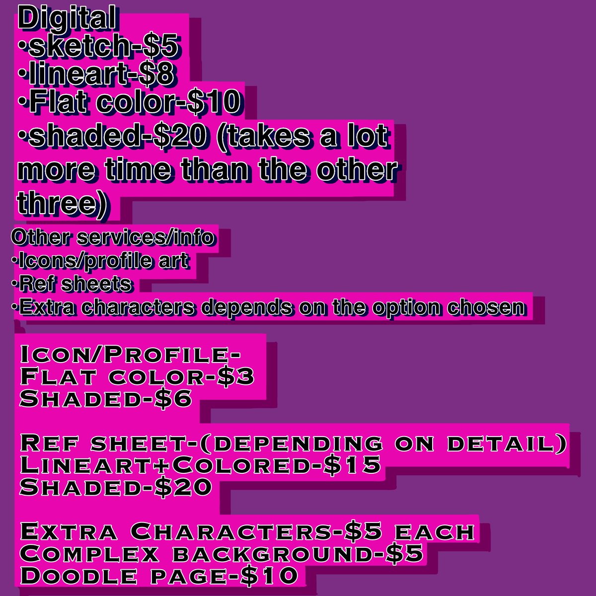 Archen459's tweet photo. Updated comm sheet!! #commissionㅤ #commopen #Comms #digitalartㅤㅤㅤㅤ #commisionsheet https://t.co/FjxSTb9ad3