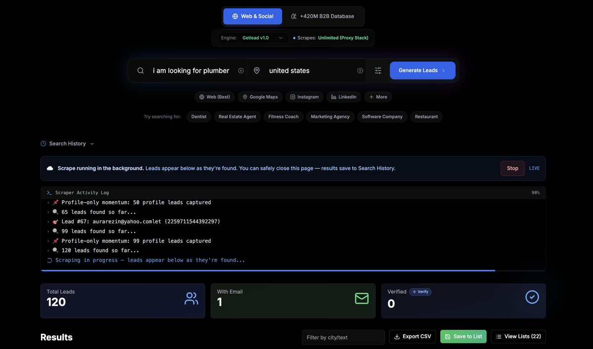 Efe_berke_c's tweet photo. @hridoyreh That's how you can use Getlead :D I tried your example and found hundreds of leads actively searching. https://t.co/5imEREwLlL