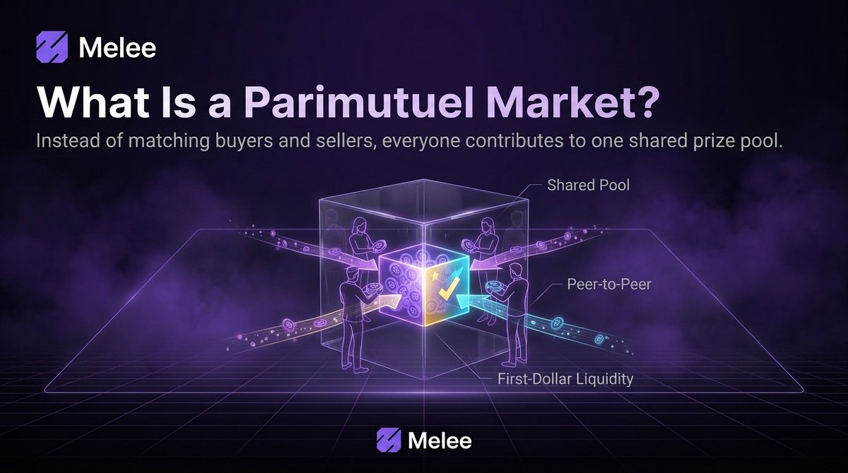 lumvox's tweet photo. Long before crypto, another model already solved one problem: 

𝗣𝗮𝗿𝗶𝗺𝘂𝘁𝘂𝗲𝗹 𝗠𝗮𝗿𝗸𝗲𝘁𝘀

Everyone bets into a shared pool, and winners split that pool after the event.

➭ Works from the first dollar.
➭ No traditional market makers required.

But it has one major flaw...