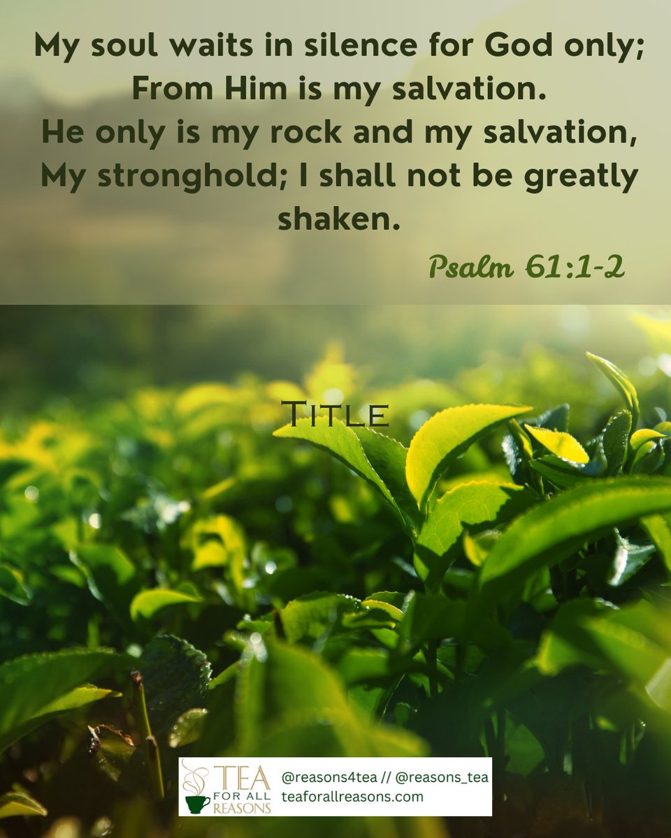 reasons_tea's tweet photo. My soul waits in silence for God only;
From Him is my salvation.
He only is my rock and my salvation,
My stronghold; I shall not be greatly shaken. - Psalm 62:1-2 https://t.co/JCOoUcV8qq