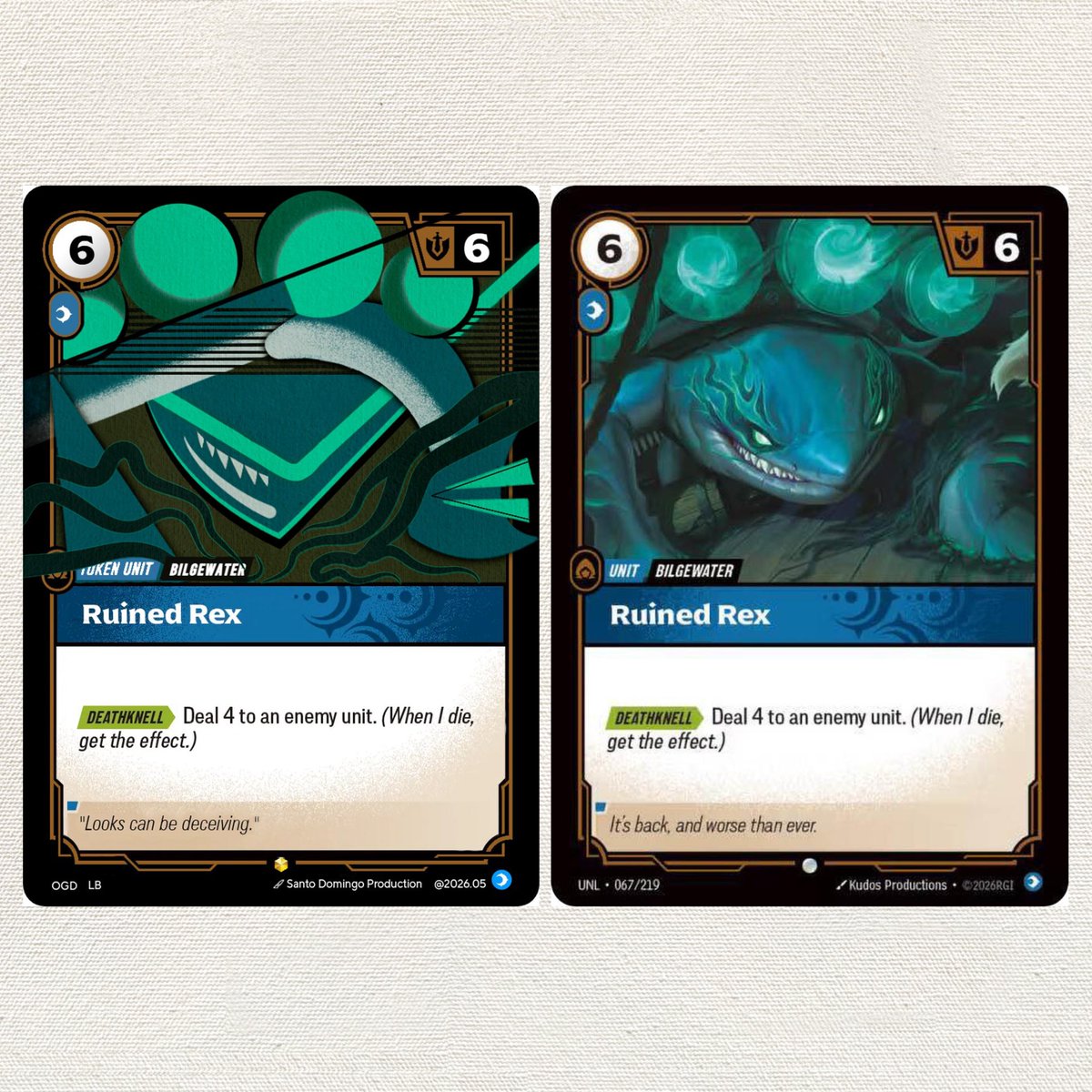 SantoDomingo_dk's tweet photo. Ruined Rex reflection token ☺️ Fun fact: this was my first ever commission for #Riftbound tokens. One card in, and I never stopped. https://t.co/VyKgqACG2z