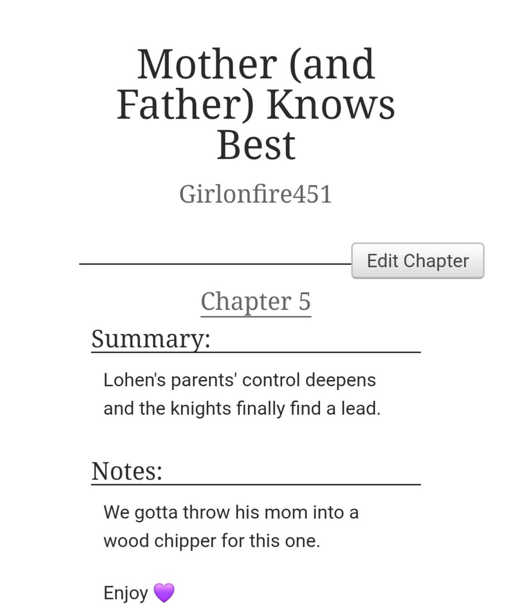 GirlonFire675's tweet photo. Ch 5 of Mother (and Father) Knows Best posted!
https://t.co/K3zpbCFFMG
#lovarhen #varhen #lovar https://t.co/iEfTczjU8U