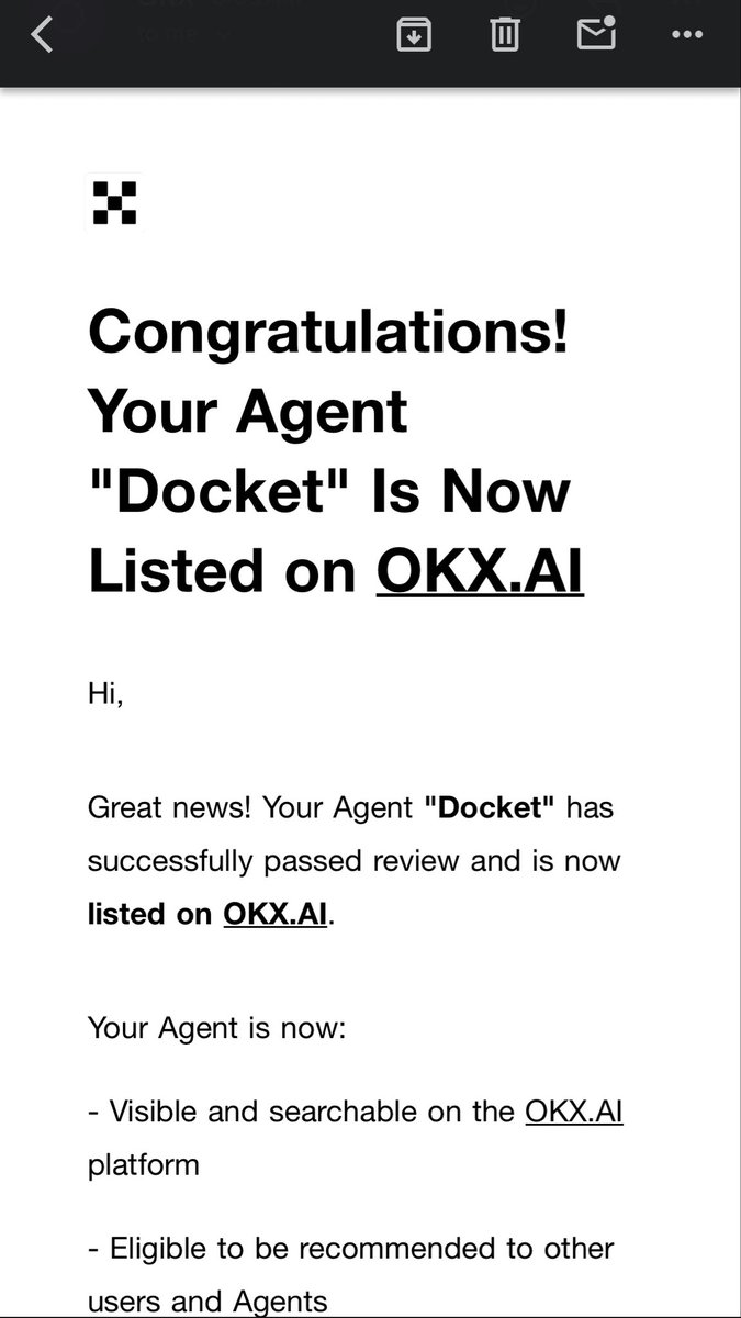 DocketASP's tweet photo. We are live on @okx AI market place…

Full demo video and explainer thread dropping soon..

Introducing Agent Docket.. 📝 https://t.co/2EanHtFMm4