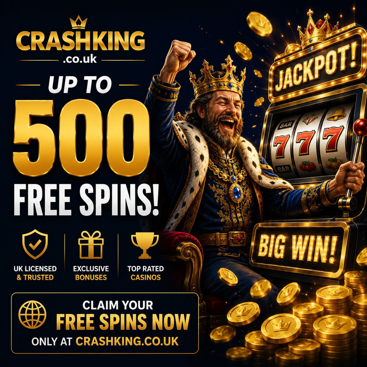 crashkinguk's tweet photo. Get up to 500 free spins! 

https://t.co/94pdWpy3zG

#FreeSpins #Casino #OnlineCasino #UKCasino #Slots #crashgames https://t.co/W6VnHbiQJW