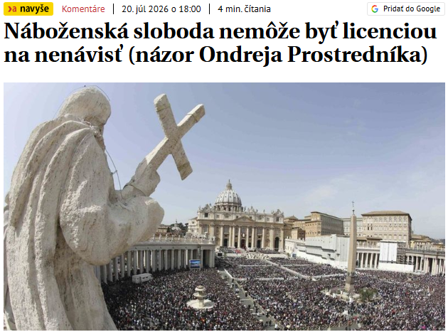 zemantomas's tweet photo. Náboženská sloboda nemôže byť licenciou na nenávisť

Komentár pána Prostredníka adresuje niekoľko zásadných problémov:
- Zneužívanie témy náboženskej slobody pre podnecovanie negatívnych sentimentov a šírenie nenávisti voči menšinám
- Snahy o systematické legitimizovanie deštruktívnych kultov (vrátane Guru Járu) a nefunkčný aparát na ich monitorovanie
- Diskrimináciu legitímnych náboženských menšín (Starokatolíci)

Týmto sa verejne ospravedlňujem, že som p. Prostredníka kritizoval spoločne so skupinou služobníkov kultov a prokremeľských ultrakonzervatívnych vplyvových sietí v kontexte nedávneho podujatia na pôde NRSR.

Dúfam, že toto nezostane jediné volanie do tmy a tejto agendy sa chopia nielen politici z liberálneho spektra, ale aj tí z konzervatívneho a politici ako Edo Heger dostanú rozum a odstrihnú sa od týchto nebezpečných vplyvových sietí (Fellowship foundation, Gudrun Kugler ..)