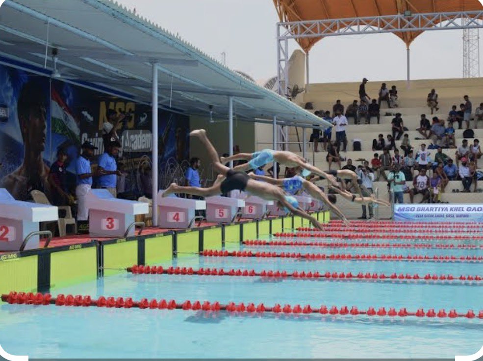 Veenashally's tweet photo. The CBSE North Zone-2 Boys #SwimmingChampionship is underway in Sirsa, featuring over 1,200 young swimmers. The four-day event runs from July 25 to July 28, 2026. MSG Bharatiya Khel Gaon, Dera Sacha Sauda, Sirsa. https://t.co/M5Lemsmp8o