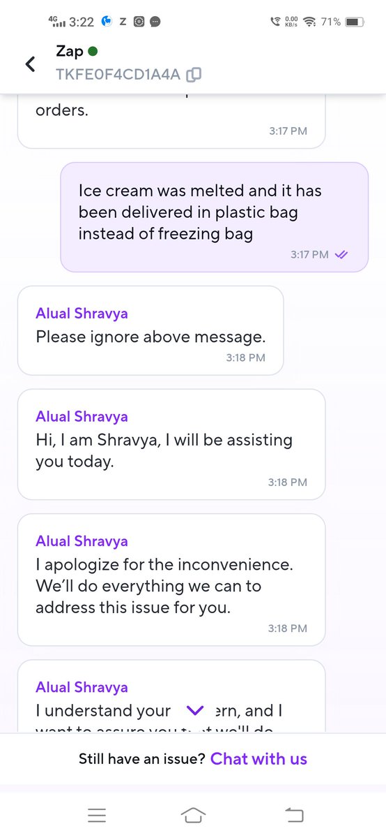RupeshM87438017's tweet photo. My mom's ice cream tub was delivered late and packed in a plastic bag so it arrived melted. It was meant for guests. Instead of a refund or replacement  you're offering useless third-party coupons. Really disappointing
Order id KURGKDKPJ37552
@zeptonow @zeptocares https://t.co/5vvNNiiw9G