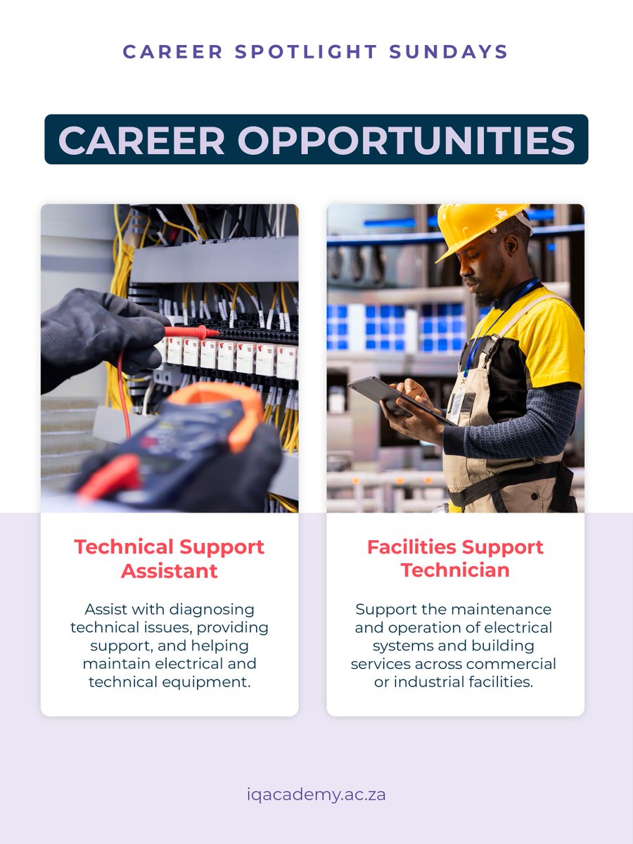 IQAcademySA's tweet photo. Where can an introduction to electrical engineering take your career? Learn more about our Introduction to Electrical Engineering Short Course here: https://t.co/IGFo3eAU7l

Building a successful engineering career starts with understanding the core principles that underpin the industry. Foundational knowledge in electrical engineering can support a variety of entry-level technical roles while providing a solid base for further learning and professional development.

iQ Academy's Introduction to Electrical Engineering Short Course helps students develop practical, industry-relevant skills through flexible online learning, allowing them to study at their own pace while balancing other commitments.

Explore six career opportunities that may become accessible as you begin building your knowledge and experience in the electrical engineering field.

#ElectricalEngineering #ShortCourse #SouthAfrica