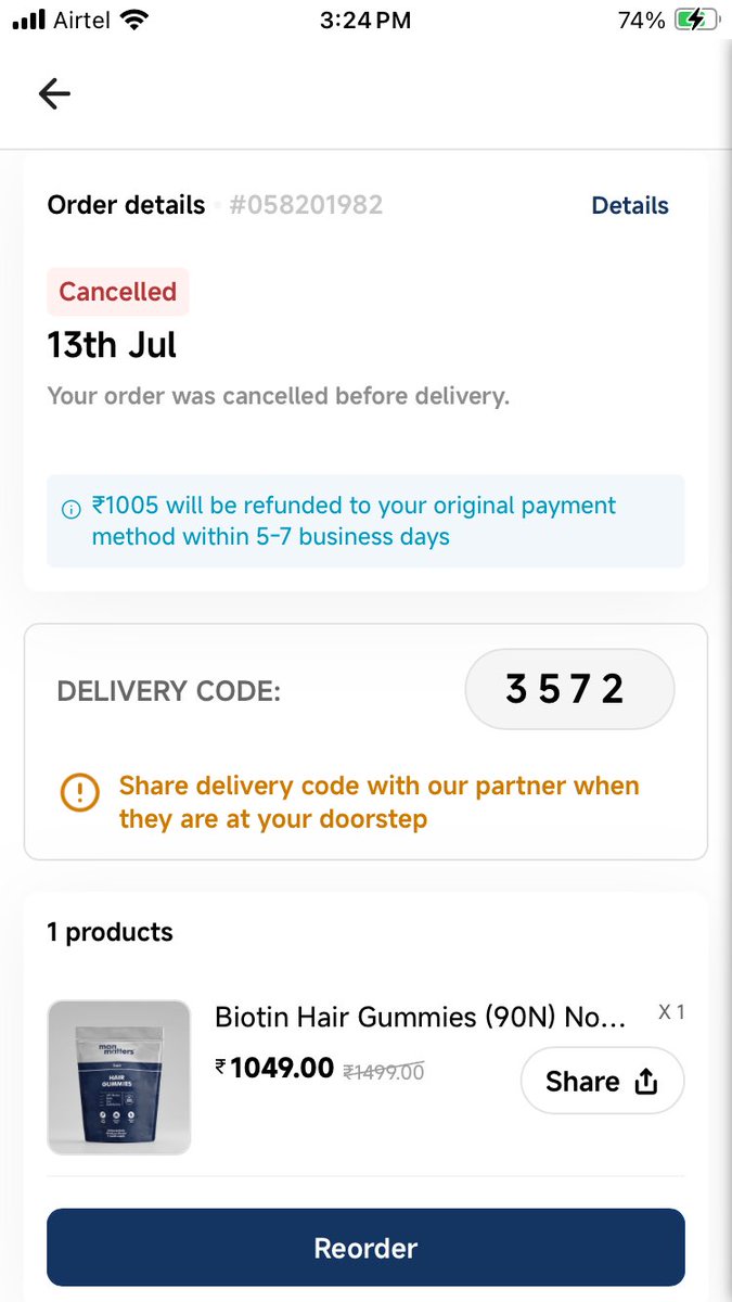 vikrant_design's tweet photo. @shadowfax_in @shadowfax_in First #order which I cancelled due to non delivered on 13th #July #noactiontaken by you and my #medication #routine has been disturbed by your non delivered item #services through selling #dreams on #hairbaldness to the #indianconsumer by @manmatters_in https://t.co/CFwHcJ6CK1
