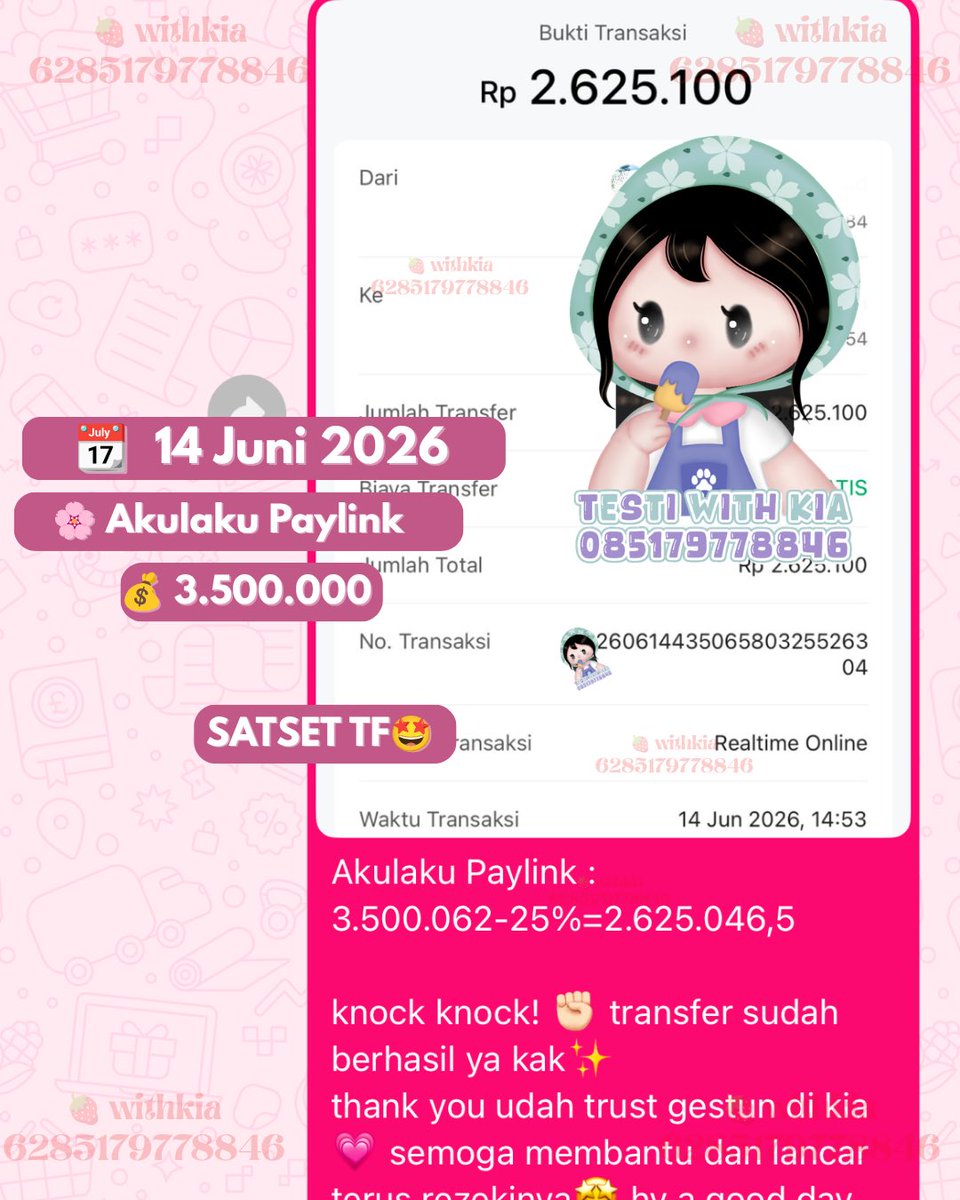 withkiagest's tweet photo. 📆 14 Juni 2026

🔗 Gestun Akulaku via Tiket

💰 3.500.000

Akulaku gagal? sinii banyak cara sama kia! via payment link / tiket open teruss🤩✨ fee tinggi dikit tapi 80% acc, instan satset cair bebss💗 https://t.co/BoBSakInmC