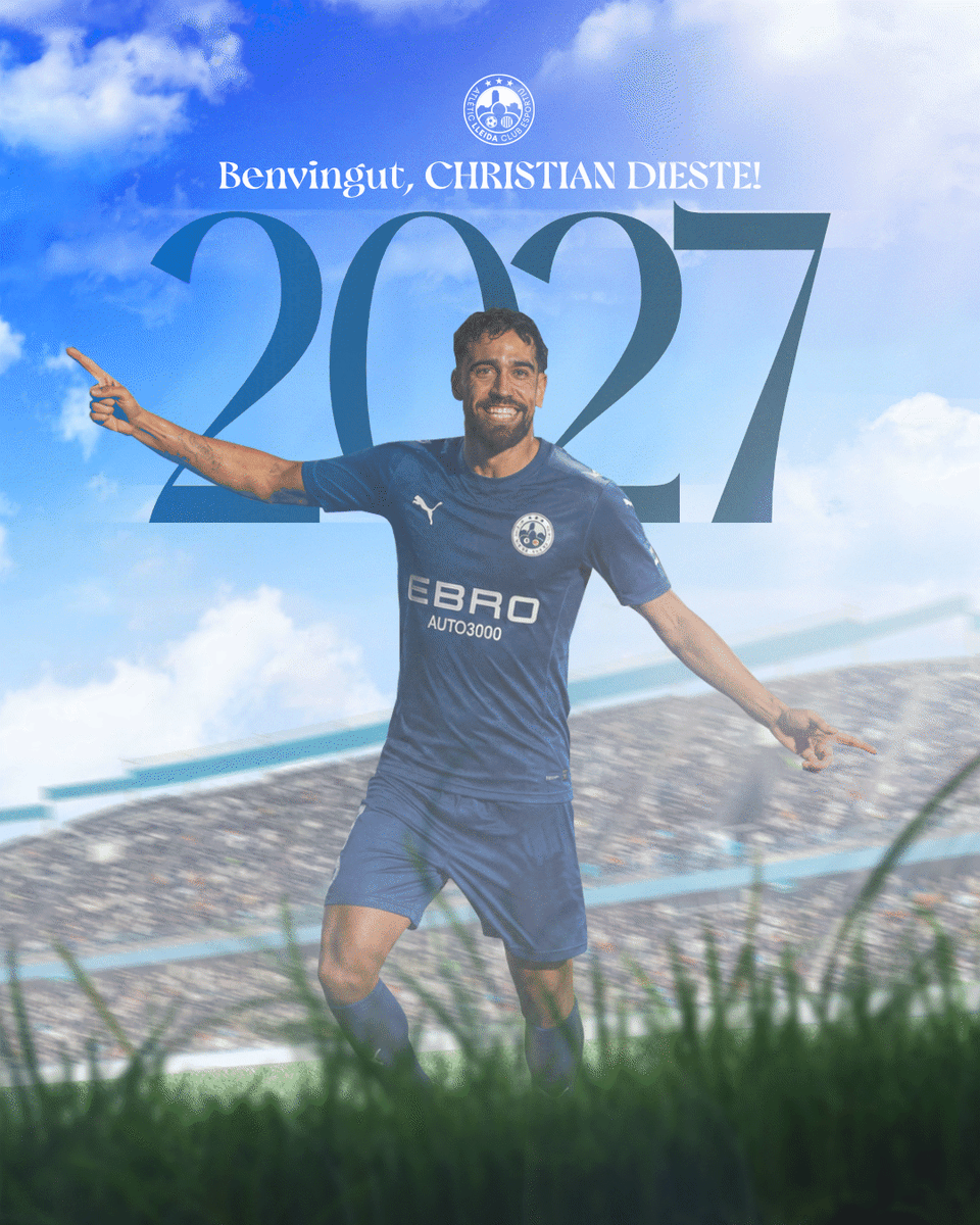 atletic_lleida's tweet photo. 🔝 | OFICIAL | Christian Dieste, nou jugador de l’Atlètic Lleida

Arriba al projecte atlètic per completar l’atac de l’equip de Juan Carlos Beltrán.

Davanter centre procedent del Jerez Deportivo, el futbolista aragonès suma una àmplia trajectòria al futbol estatal i experiència en categories com Tercera, Segona RFEF, Segona B i Primera RFEF.

Treball, mobilitat, presència ofensiva i capacitat de lideratge per reforçar la davantera.

Benvingut, Christian! 💙