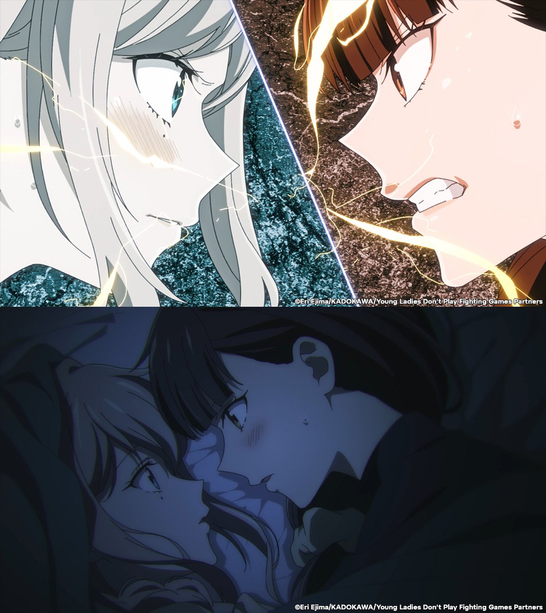 Crunchyroll's tweet photo. Rivals, lovers…or a secret third thing? (via Young Ladies Don’t Play Fighting Games) https://t.co/fEjQwLzWGE
