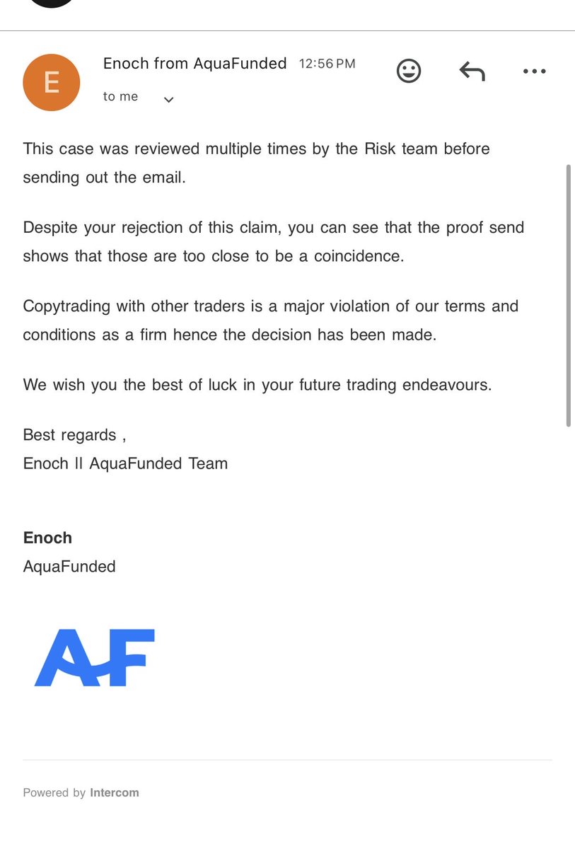 Bab_s01's tweet photo. I was told by @AquaFunded my trade payout was denied with allegations of “Too close to someone else's trade” and “It is possible a bot,” which means this is clearly a false allegation of a copied trade.
Evidence attached below @theproptruth @propwatchmedia @RyanAquaFunded @LewisAquaFunded @jasonblax_