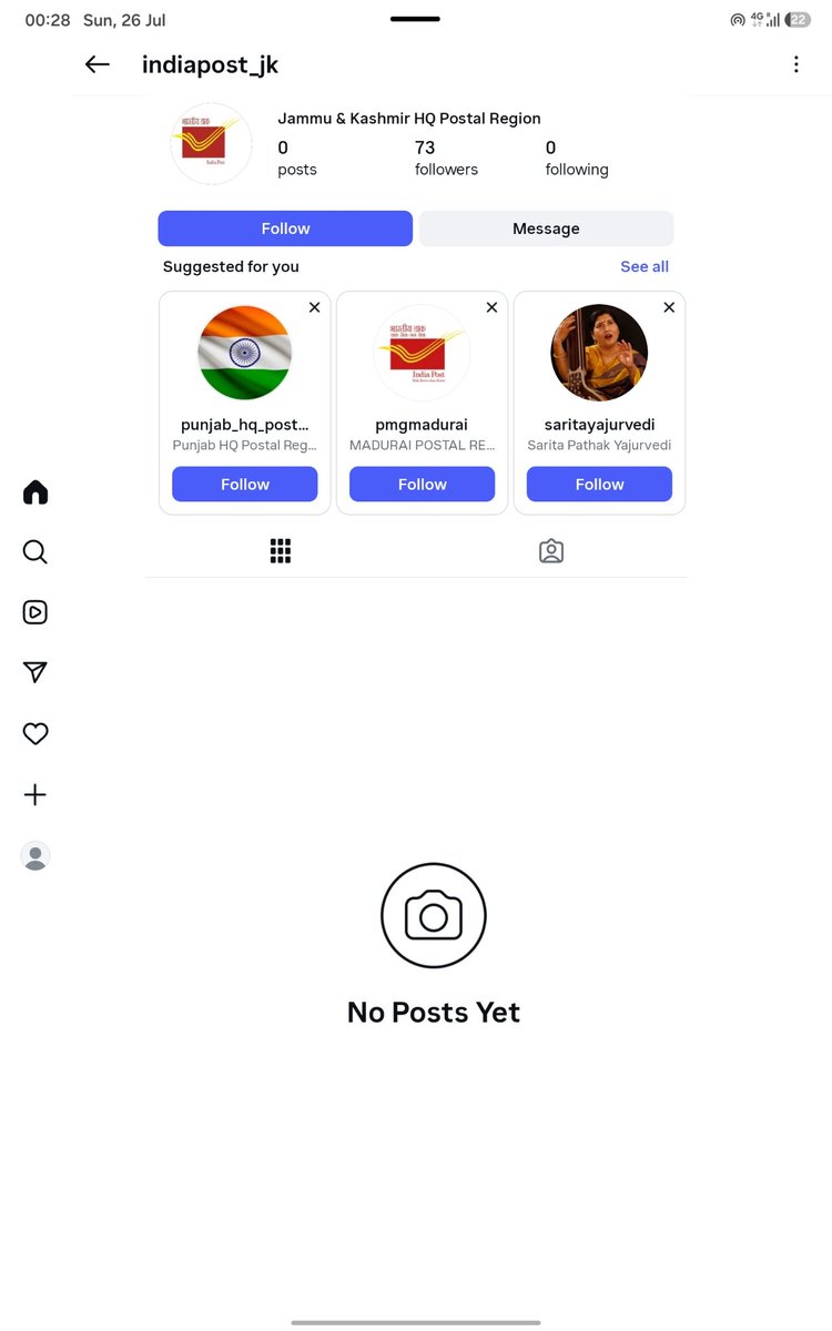 malhar22's tweet photo. @IndiaPostOffice @cpmgjnk @JM_Scindia @IndiaPostOffice @cpmgjnk @JM_Scindia If this page is not created by India Post then @instagram shld be requested to remove the page which causes agony and confusion to philatelists. But if this page is created by India Post then it raises concern as there is no activity. https://t.co/MLh2acTx0B