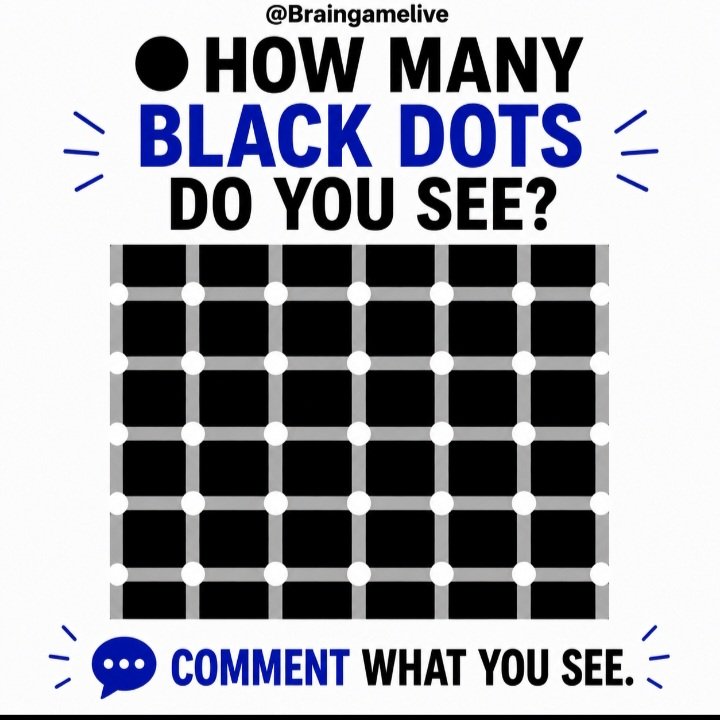 Braingamelive's tweet photo. Can you count the numbers of black dots⚫️ 🤔?
It's quite tricky 😉. https://t.co/9LZ06qkeyZ