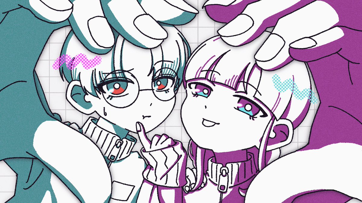 goodlike_create's tweet photo. #夏の創作クラスタフォロー祭り 
#絵柄が好みって人にフォローされたい 

良好です！💜🩵
キュートで個性的な作品を作っています。
これからオリジナル楽曲(ボカロなど)のMV・ジャケット作成をたくさんしたいな〜と思ってます！ https://t.co/bI2CcmhO2x