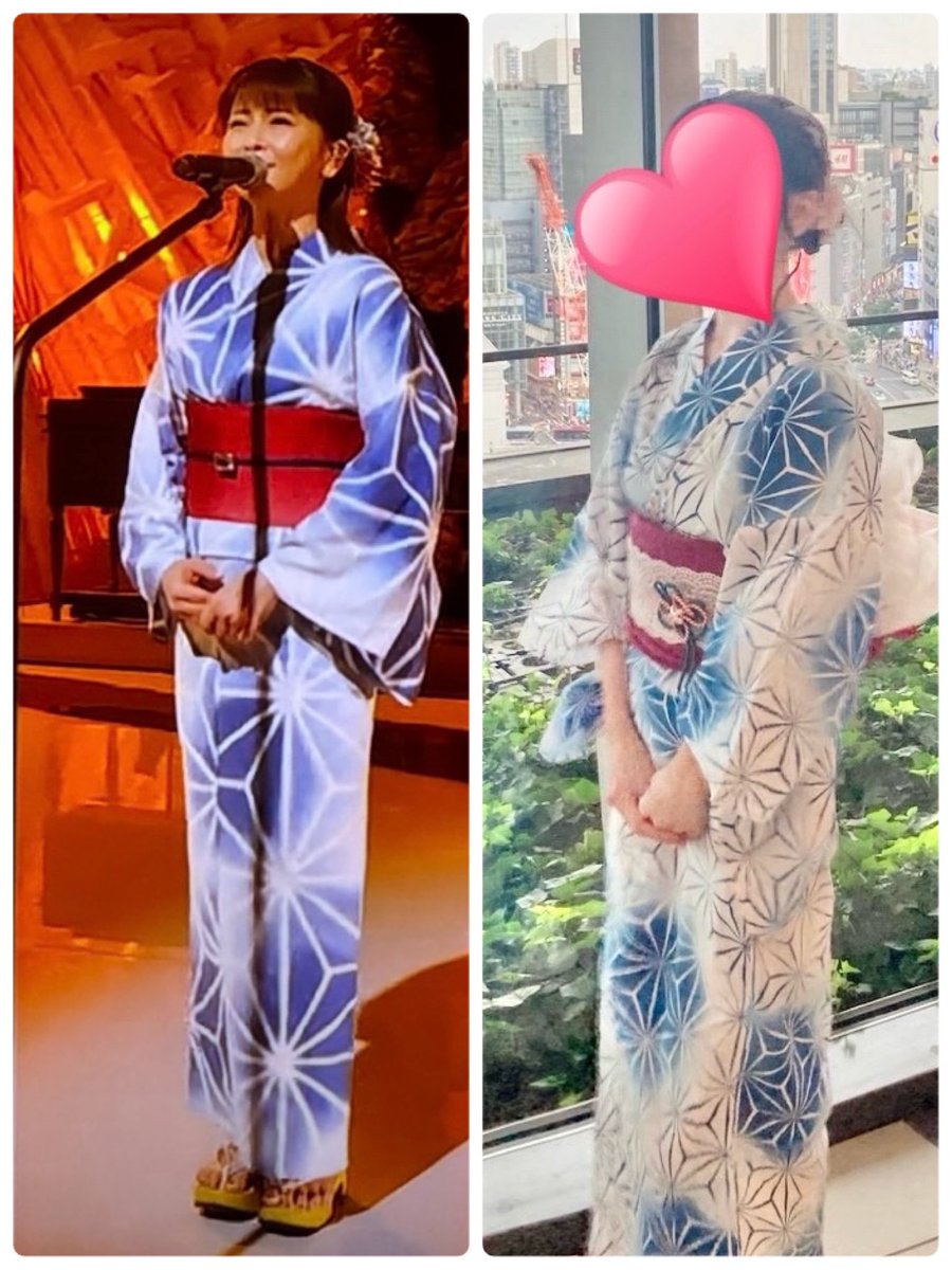 yui_7_flower's tweet photo. 森高千里さんの渋谷のライブへ☕️
千里さんと同じ麻の葉柄の浴衣を洋風に着て髪型にもこだわりました🎀京都では和風な着方で茶道を🍵

ライブは盛り上がり最高でした😊💕京都は雨でしたが逆に雨がすごく似合い素敵でした（動画は雨で素敵な庭園と渋谷の会場と付近）

京都続編と近況は後日投稿します🤗 https://t.co/H8ZisWZwaT