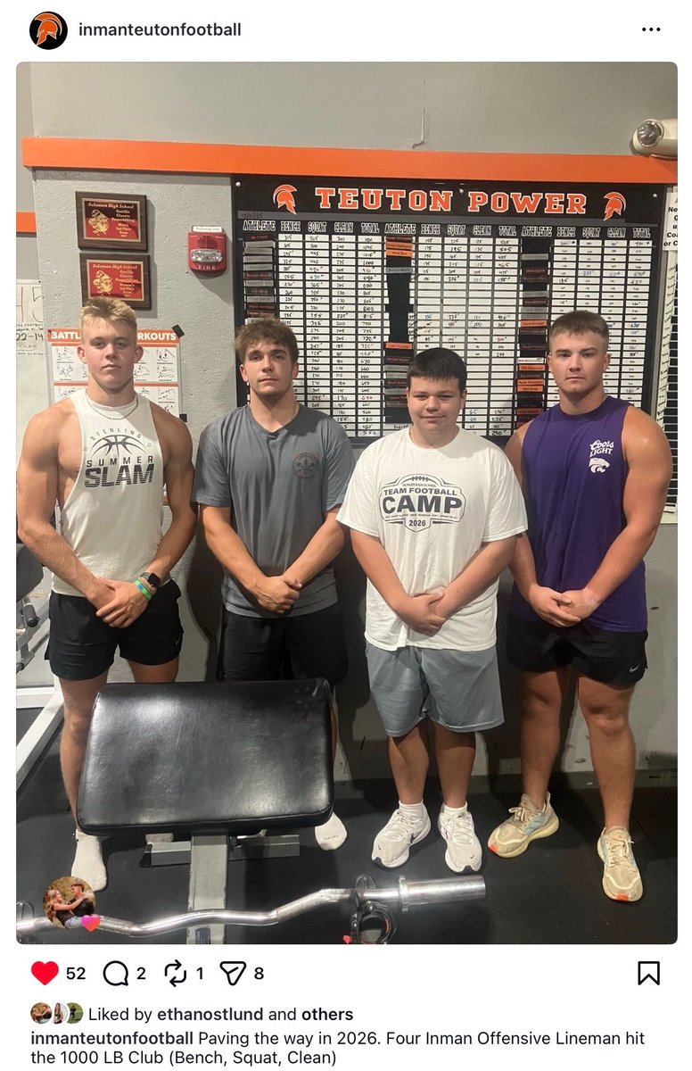 ethan_ostlund's tweet photo. Big time! Love blocking alongside these guys. @InmanFootball #leavenodoubt https://t.co/2AJZiWxwzS
