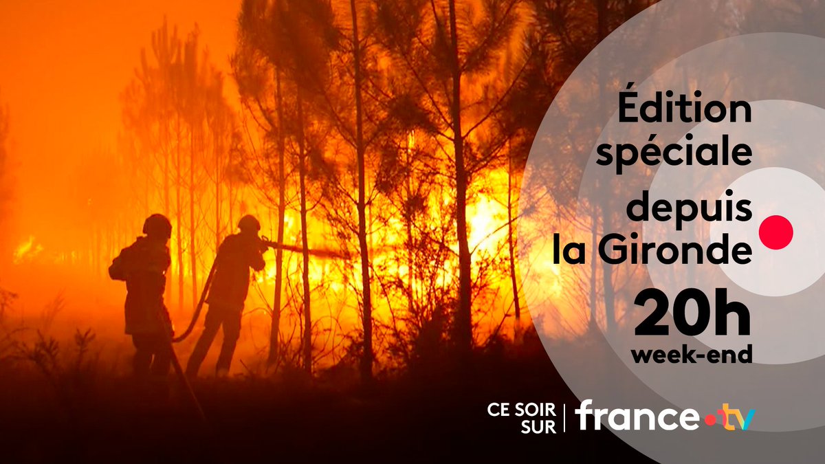 francetvpro's tweet photo. 🔴Édition spéciale @le20hfrancetele Incendies dans le sud-ouest

@jbmarteau présentera ce soir une page spéciale du #JT20hWE en direct depuis la Gironde pour faire le point sur la situation

@NunezLaurent ministre de l'Intérieur, répondra aux questions de @julienbenedetto à Paris https://t.co/xJpKKofsyY