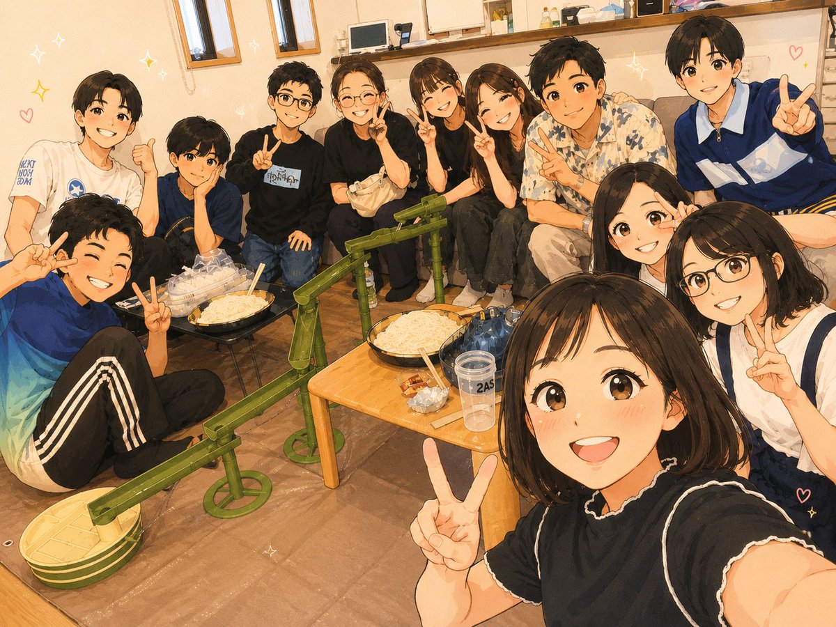F_S_2generation's tweet photo. 昨日、二世メンバーのそうめん会&amp;映画会があったので、参加してきました!
夏野菜を持ち寄ったり、そうめん以外にも蕎麦を流したり、アレンジを楽しみました✨
その後、映画「すずめの戸締り」を観ました!
6回目のメンバーがいるほど奥深い映画で、心もお腹も満たされました☺️ https://t.co/dieSev1lP1