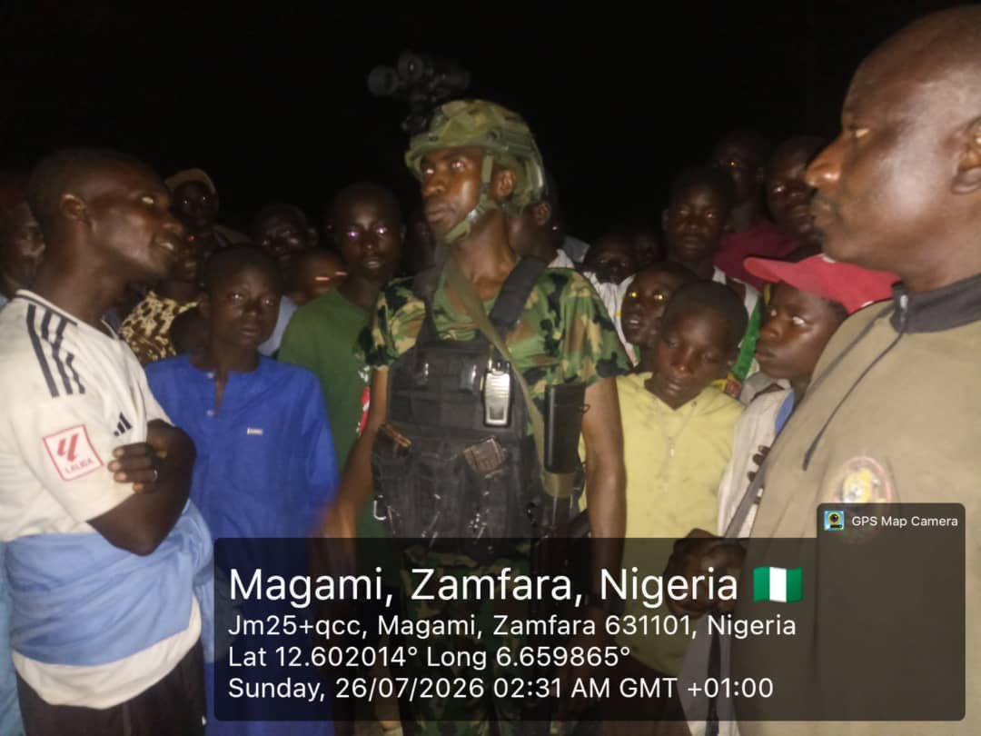 DanKatsina50's tweet photo. BREAKING: In today's early hours, troops of Operation FANSAN YAMMA rescued 48 abducted residents after repelling a large-scale bandit attack on Magami village, Kaura Namoda LGA of Zamfara State.

Military sources said the attackers, riding about 40 motorcycles, had rounded up dozens of villagers before troops responded to a distress call, engaged them in a fierce gunfight, and forced the attackers to flee, leaving the captives behind.

Sadly, one resident was killed, while two others sustained gunshot wounds and are receiving treatment at General Hospital, Kaura Namoda. Troops have since intensified patrols to prevent further attacks.

Kudos to the troops for their swift response and bravery in rescuing the victims and preventing what could have been a much larger tragedy.