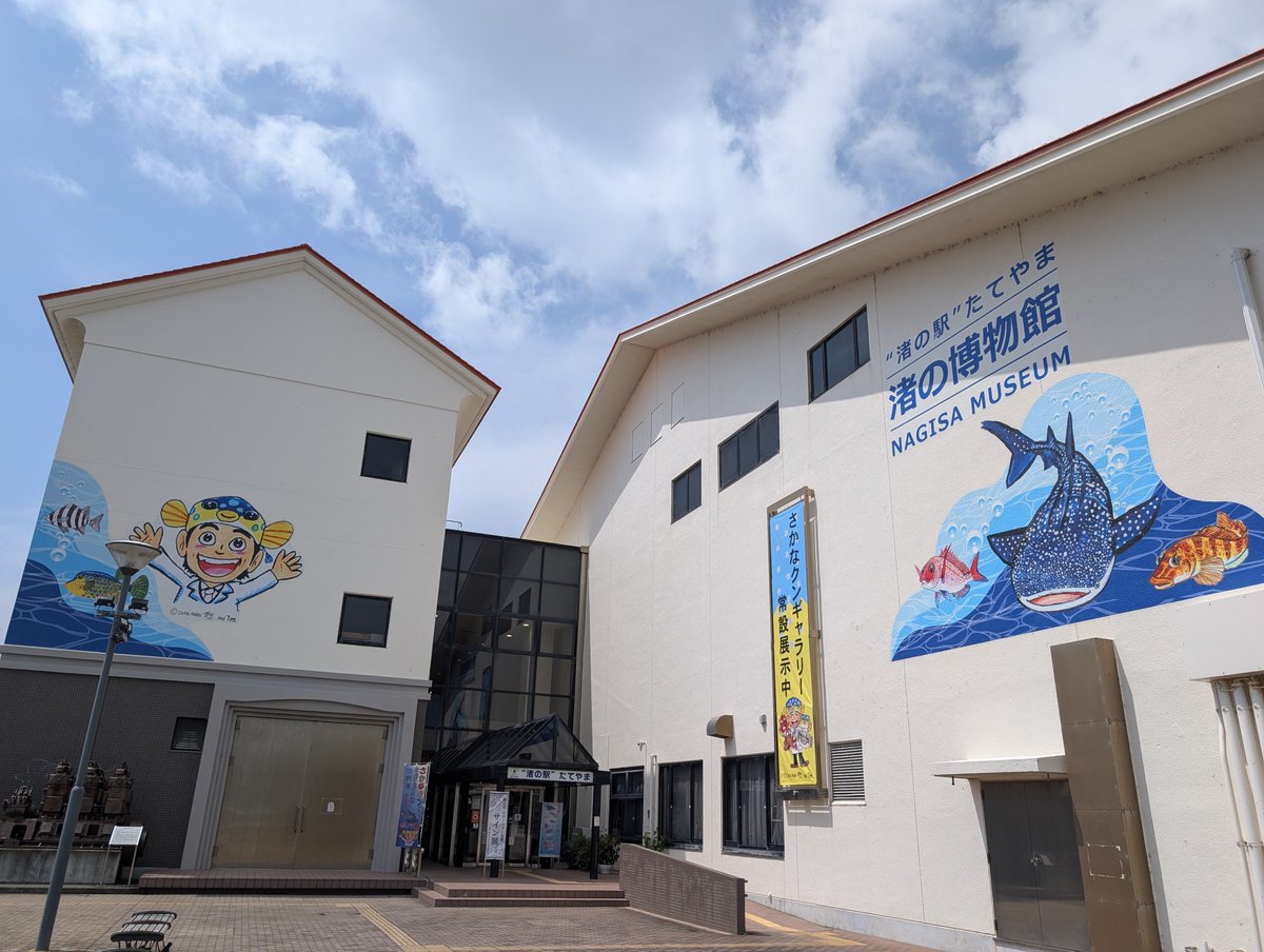 Jasmintmm's tweet photo. 千葉県館山の渚の博物館に行ってきた🐋

外壁からも分かるようにさかなクンの聖地✨
白衣に描いたイラストもお見事😳🌟 https://t.co/7tAYBD02oW
