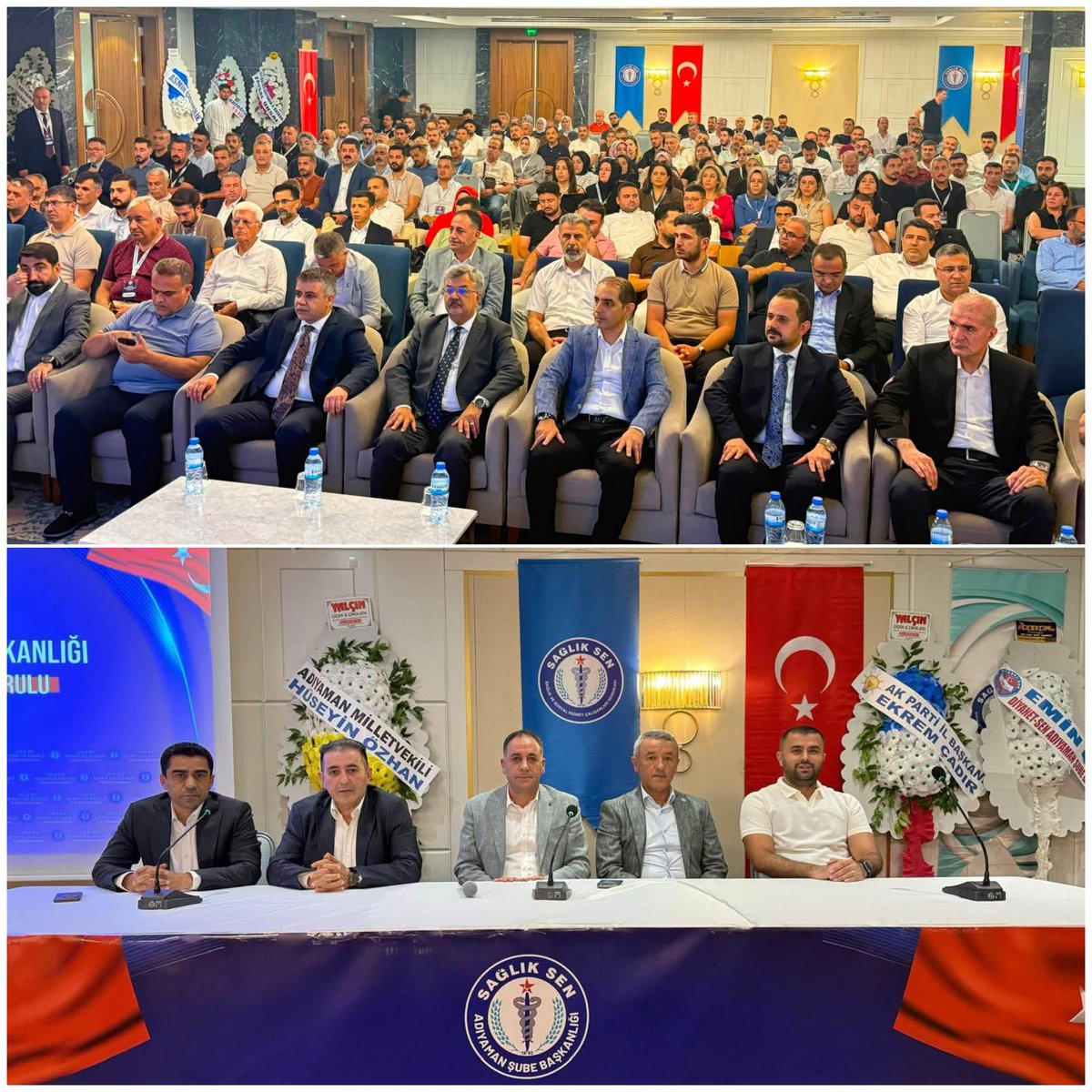 adymnsagliksen's tweet photo. Sağlık-Sen Genel Başkan Yardımcımız Sayın Yasin Barutcu  Başkanımızın teşrifleriyle;

Sağlık-Sen Adıyaman Şubemizin 7. Olağan Genel Kurulu'nu büyük bir Coşku, beraberlik ve kardeşlik atmosferi içerisinde gerçekleştirdik.

Genel Kurulumuza katılımlarıyla bizleri onurlandıran;

➡️ AK Parti Adıyaman İl Başkanı Sayın Av.Ekrem ÇADIR,
➡️ Memur-Sen Adıyaman İl Temsilcisi ve Eğitim-Bir-Sen Şube Başkanımız Sayın Mehmet DEMİR,
➡️ İl Sağlık Müdürümüz Sayın Prof.Dr.Mehmet ŞİRİK,
➡️ Sosyal Güvenlik Kurumu İl Müdürümüz Sn.Mücahit ÇELİK,
➡️ Ağrı Şube Başkanımız Sayın Fevzi MAĞAL,
➡️ Batman Şube Başkanımız Sayın İbrahim Halil DURSUN,
➡️ Bilecik Şube Başkanımız Sayın Emrah GÖZTEPE,
➡️ Elazığ Üniversite Şube Başkanımız Sayın Enes BAL,
➡️ Gaziantep Şube Başkanımız Sayın Mehmet Ali ARAYICI,
➡️ Kahramanmaraş Şube Başkanımız Sayın Bünyamin Mutlu DEMİRCİ,
➡️ Kilis Şube Başkanımız Sayın İmam Hüseyin ÖZCAN,
➡️ Malatya Şube Başkanımız Sayın Hasan ULUTAŞ,
➡️ Mardin Şube Başkanımız Sayın Abdullah SARUHAN,
➡️ Osmaniye Şube Başkanımız Sayın Muhittin ÇENET,
➡️ Şanlıurfa Şube Başkanımız Sayın Abdulkadir YABİR,
➡️ Şırnak Şube Başkanımız Sayın Sabgatullah ANMAL,
➡️ Tunceli Şube Başkanımız Sayın Kadir İŞİTMEN,
➡️ Diyarbakır Şube Başkan Yardımcılarımız,
➡️ Hak-İş Sendikası İl Başkanımız Sayın Hasan KILINÇ,
➡️ Öz Sağlık-İş Şube Başkanımız Sayın Mustafa Uğur KÖSE,
➡️ Diyanet-Sen Adıyaman Şube Başkanımız Sayın Emin ÇİL,
➡️ Büro Memur-Sen Adıyaman Şube Başkanımız Sayın Resul TAŞKIN,
➡️ Kültür Memur-Sen Adıyaman İl Temsilcimiz Sayın Bahattin ÜNSAL,
➡️ Ulaştırma Memur-Sen Adıyaman İl Temsilcimiz Sayın Mahmut ÇELİK,
➡️ Birlik Haber-Sen Adıyaman İl Temsilcimiz Sayın Zahit ORHAN,
➡️ Enerji Bir-Sen Adıyaman İl Temsilcimiz Sayın Hayrettin DOĞAN,
➡️ Bem-Bir-Sen Adıyaman İl Temsilcimiz Sayın Erkan YAĞIZLI,
➡️ Bayındır Memur-Sen Adıyaman İl Temsilcimiz Sayın Osman ÇELEBİ,
➡️ Ağrı Bem-Bir-Sen Başkanımız Sayın Osman KARASU,
➡️ Ağrı Bayındır Memur-Sen Başkanımız Sayın Şahin KAYA,
➡️ Aile ve Sosyal Hizmetler İl Müdür Yardımcımız Sayın Osman İDE,
➡️ Destek Hizmetleri Başkanımız Sayın Osman AYDIN,
➡️ Kamu Hastaneleri Hizmetleri Başkanımız Sayın Doç.Dr.Fedli Emre KILIÇ,
➡️ Halk Sağlığı Hizmetleri Başkanımız Sayın H.Mustafa KUTLU,
➡️ Adıyaman Eğitim ve Araştırma Hastanesi Başhekimimiz Sayın Dr.Öğr.Üyesi Mehmet TEPE,
➡️ TÜGVA İl Başkanımız Sayın Recep TEPE,
➡️ İHH Adıyaman İl Temsilcimiz Sayın Mücahit TEKİN,
➡️Adıyaman Kent Konseyi Başkanımız Sayın Sinan TEMEL,
➡️ Yeşilay Adıyaman Şube Başkanımız Sayın Bahattin TUNÇ,
➡️ Sağlık ve Sosyal Hizmet Kurumlarımızın Çok Değerli Yöneticileri,
➡️ Sağlık-Sen İlçe Başkanlarımız ve Yönetim Kurulu Üyelerimiz,
➡️ Birbirinden kıymetli Delegelerimiz,
➡️ Teşkilatımızın omurgasını oluşturan fedakâr temsilcilerimiz, Hekim Komisyonumuz, Kadın Komisyonumuz ve Gençlik Komisyonumuz ile tüm misafirlerimize en kalbi teşekkürlerimizi sunuyoruz.

Ayrıca, bugüne kadar büyük bir özveriyle görev yaparak teşkilatımıza önemli katkılar sunan önceki dönem Yönetim Kurulu üyelerimize emekleri ve gayretleri için teşekkür ediyor, 7. Olağan Genel Kurulumuzda delegelerimizin teveccühüyle seçilen yeni dönem Yönetim Kurulu üyelerimizi tebrik ediyor, görevlerinde üstün başarılar diliyoruz.

Bu anlamlı buluşma; teşkilatımızın birlik ve beraberliğinin, kardeşlik hukukunun ve ortak dava bilincinin en güzel göstergelerinden biri olmuştur.

Sağlık-Sen Adıyaman Şubesi olarak, dün olduğu gibi bugün de yarın da sağlık ve sosyal hizmet çalışanlarımızın hak ve menfaatlerini korumak, emeğin onurunu yüceltmek ve güçlü teşkilat yapımızla mücadelemizi kararlılıkla sürdürmek için var gücümüzle çalışmaya devam edeceğiz.

7. Olağan Genel Kurulumuzun; teşkilatımıza, üyelerimize, sağlık ve sosyal hizmet çalışanlarımıza, Adıyaman'ımıza ve ülkemize hayırlı olmasını diliyor; katılım sağlayan, destek veren ve emeği geçen herkese gönülden teşekkür ediyoruz.

Birliğimiz daim, mücadelemiz güçlü, kardeşliğimiz baki olsun…

Sağlık-Sen Adıyaman