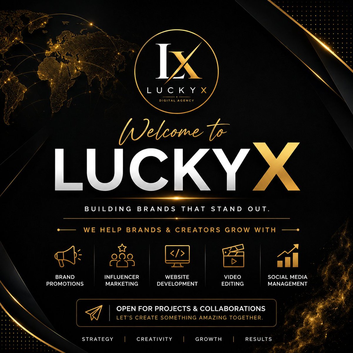 LuckyEdits01's tweet photo. 🚀 Welcome to LuckyX.

Helping brands grow with creative digital solutions.

📩 Open for Projects &amp; Collaborations.

#LuckyX #DigitalAgency #InfluencerMarketing https://t.co/m8RuytohcS