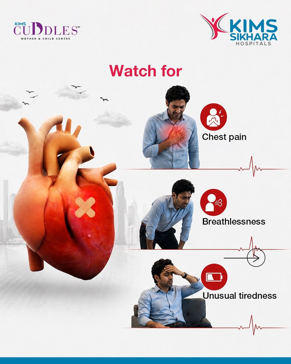 KimsSikhara's tweet photo. Recovering from a viral infection doesn't always mean your heart is fine. Conditions like myocarditis can arise, leading to chest pain, breathlessness and fatigue. Consult KIMS Sikhara Hospitals for expert care. 

#KIMSSikhara #Myocarditis #HeartHealth https://t.co/3cJKV8Yhh9