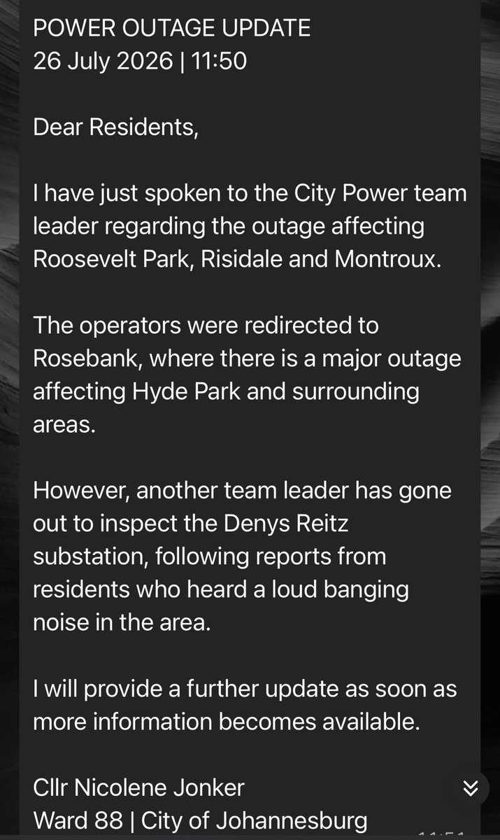 Three_Thirteen's tweet photo. @CityPowerJhb some areas are more important than others. Eg Rosebank Hydepark. https://t.co/rYURJUdJd2