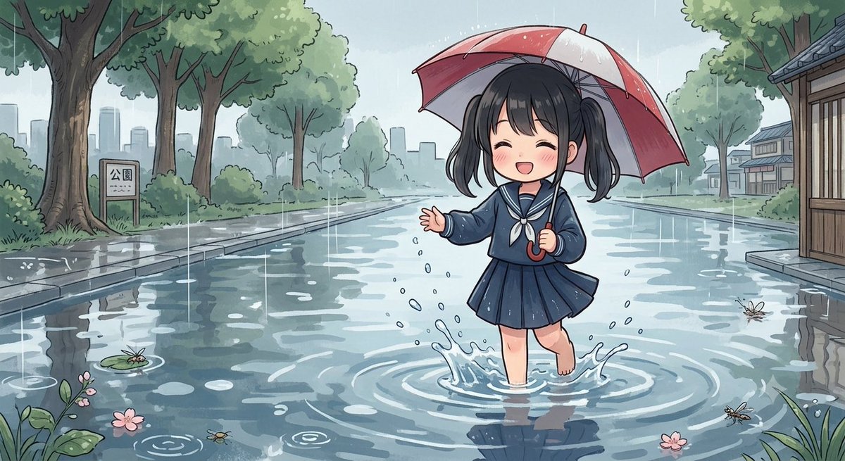 hamkitiland's tweet photo. 洪水冠水時に道歩くときは、側溝に足取られないように、足元気をつけて。
＃ゲリラ豪雨、＃冠水
＃生成AIで作成 https://t.co/h43HQBsqTC