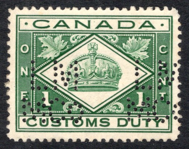 AllNations1949's tweet photo. Realized $319. Lot 71 Canada #FCD1. VF Used 1912 1c Lanston Monotype Machine Co. Perfin, less than 10 known, last sold for US$185. https://t.co/qvGPdxG287