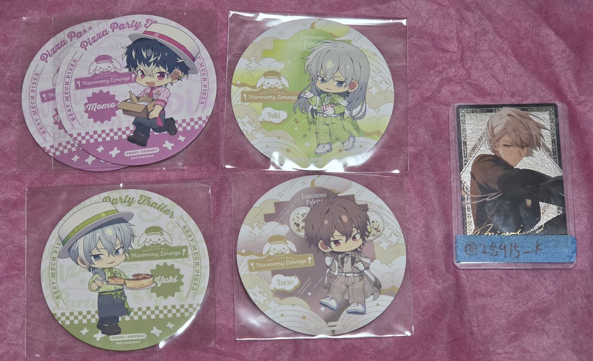 25915_k's tweet photo. 交換 譲渡 アイナナ アニカフェ アクスタ コースター

譲:画像1〜2
求:同異種巳波、天、今弾龍之介 or 定価＋送料(コースター200円＋送料)

郵送取引
天、龍之介は知人分で求めております。

検索からでもお気軽にお声掛けください🍀*゜ https://t.co/xFzeEj8fla