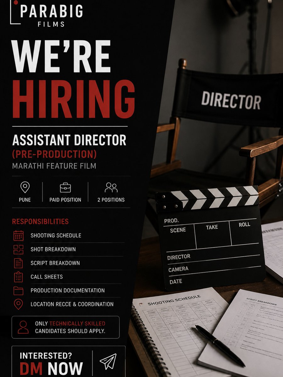 TrueFilmLovers's tweet photo. #Audition #CastingCall #CrewCall #TFL #Fauzi #Raaka #JanaNayagan #Ramayana #Varanasi #Odyssey #Toxic

DM your profile and previous work on IG @parabig_films_official

Note: We are not related to the original post in any capacity
Any wrong doing happens we r not responsible https://t.co/hCBQeOMRZo