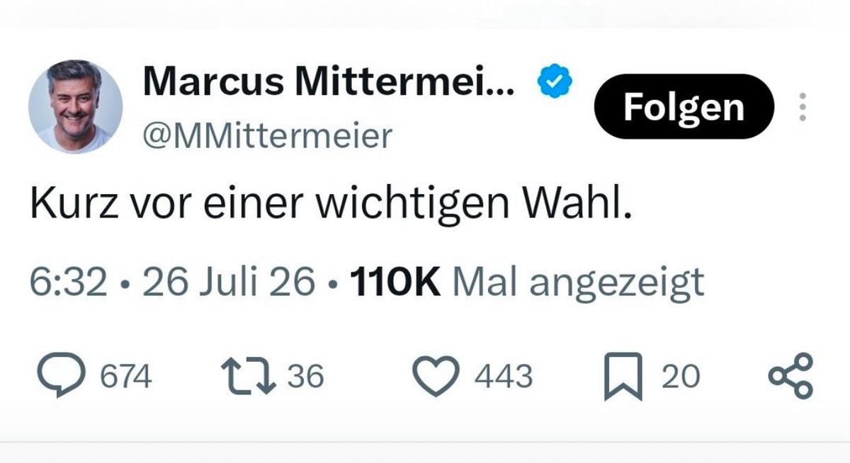 Christian_Kott's tweet photo. @MMittermeier Dein Tweet von heute morgen war aus Deiner Sicht ehrlicher als die Krokodilstränen, die Du jetzt heuchelst, weil der shitstorm Dich geerdet hat.

Niemand nimmt Dir ab, dass Du zu Vernunft und Empathie zurückgekehrt bist. Vermutlich kannst Du das auch har nicht mehr. https://t.co/fGNx70tx1X