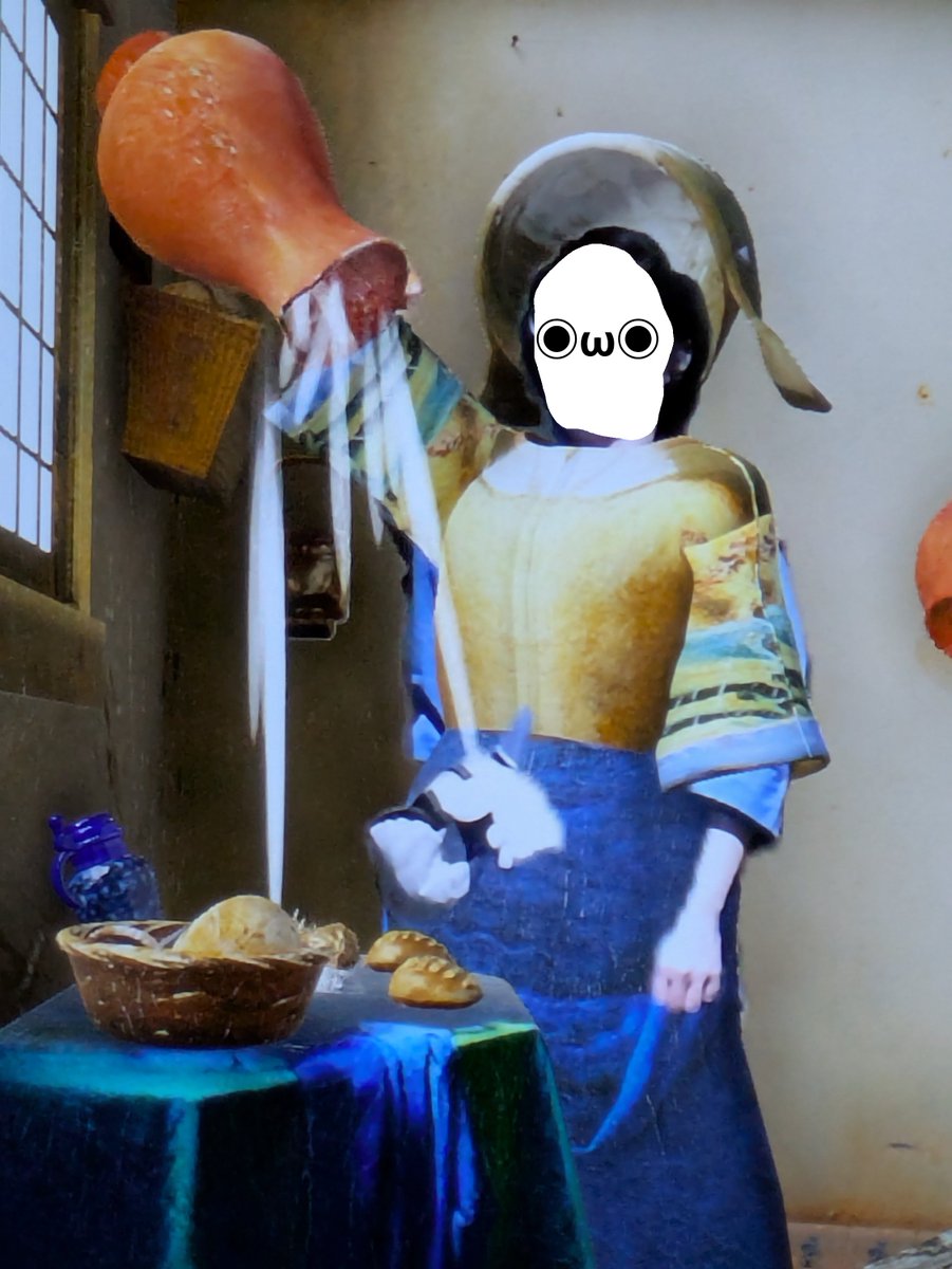 moondream_398's tweet photo. 昨日美術館に行ってきたのですわー！！！
科学やAIの力で絵画の中に入れたり自分が組み立てた物をAIがこんな形に見えます！とかやってくれたり！地面踏んだら音が出たり水面が広がったり！
めっさ楽しかった
1枚目は私が牛乳を注ぐ女になったやつです、リアルでこんな顔してました https://t.co/B5deIzKUIB