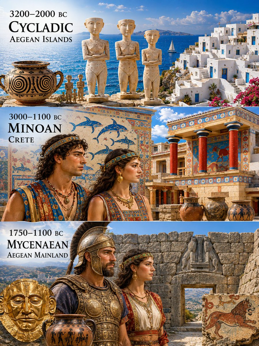 RealHellenist's tweet photo. The Cycladic, Minoan and Mycenaean Civilisations https://t.co/R0IY0Zh4DO