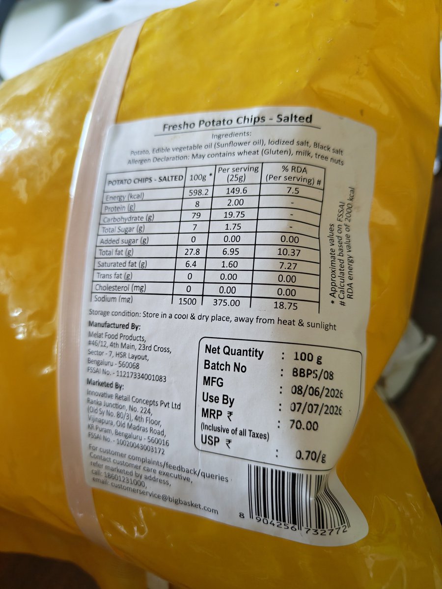 midhun677's tweet photo. @bigbasket_com Scamming people by selling expired food. Their own #Fresho brand Chips is expired and they are not even ready to take it back and give full refund.
Avoid buying from #Bigbasket #ExpiredFood #Illegal #FSSAI @fssaiindia
FSSAI Complaint no: #750369065 https://t.co/xQ70WffBoq