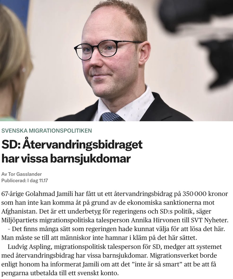 AnnaSegerstedt's tweet photo. Jag kan säga vad som kommer att hända.

Återvandringsbidraget är ytterligare ett sätt att dränera svenska skattepengar. Folk m kriminella intentioner kmr att ta ut bidraget o svenska myndigheter kmr inte att ha någon koll. 

Under tiden tycker SD att det är tidernas bästa reform. https://t.co/aA506ypA8c